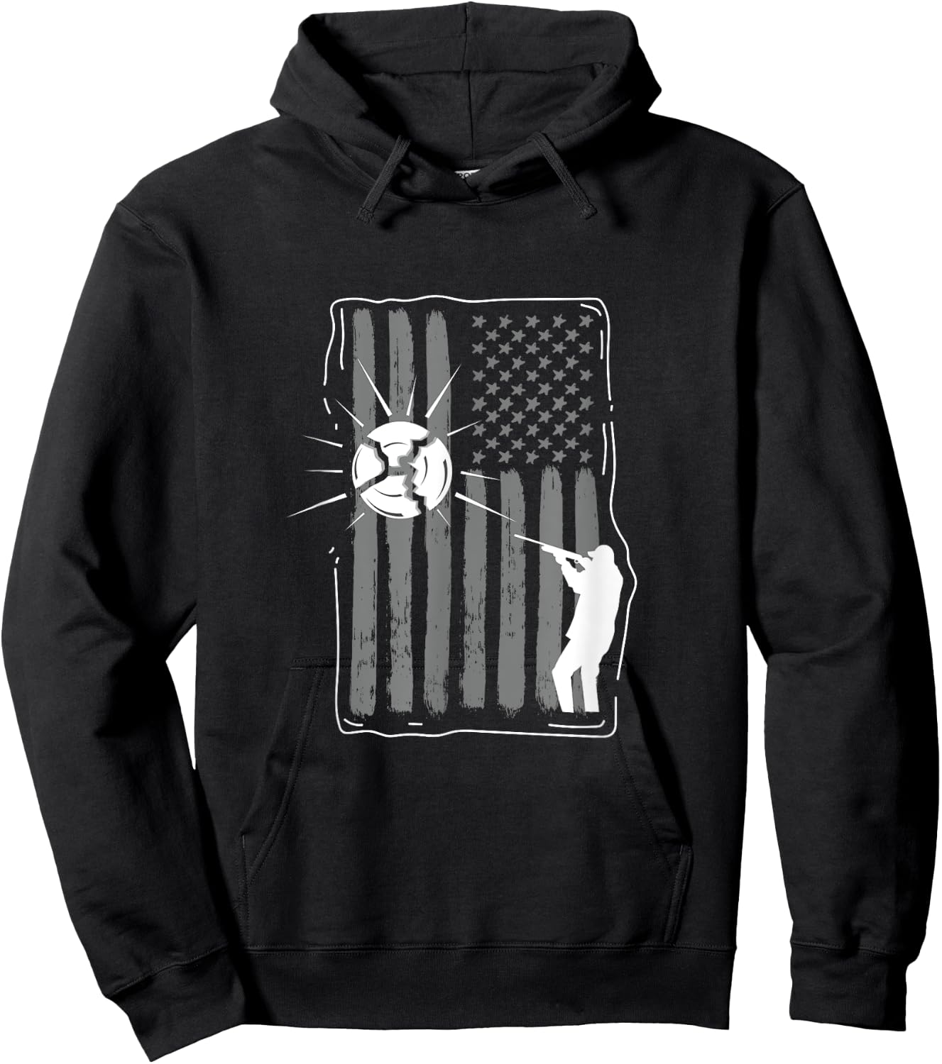 Skeet Shooting Clay Hunter USA Flag Funny Gift Hoodie - Hoodie | Black