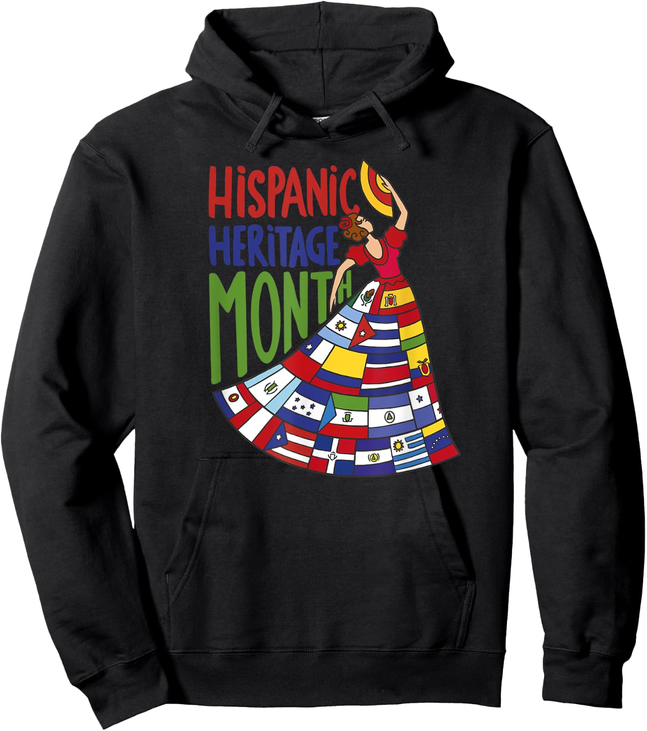 Hispanic Heritage Month Latino Countries Flags Flamenco Hoodie - Hoodie | Black