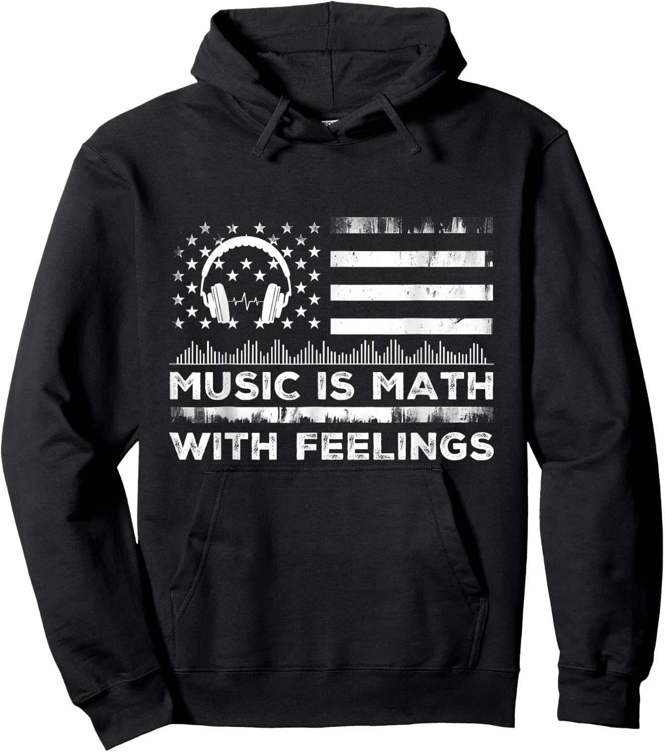 Music Is Math With Feelings Vintage Usa Flag Music Art Lover Hoodie - Hoodie | Black