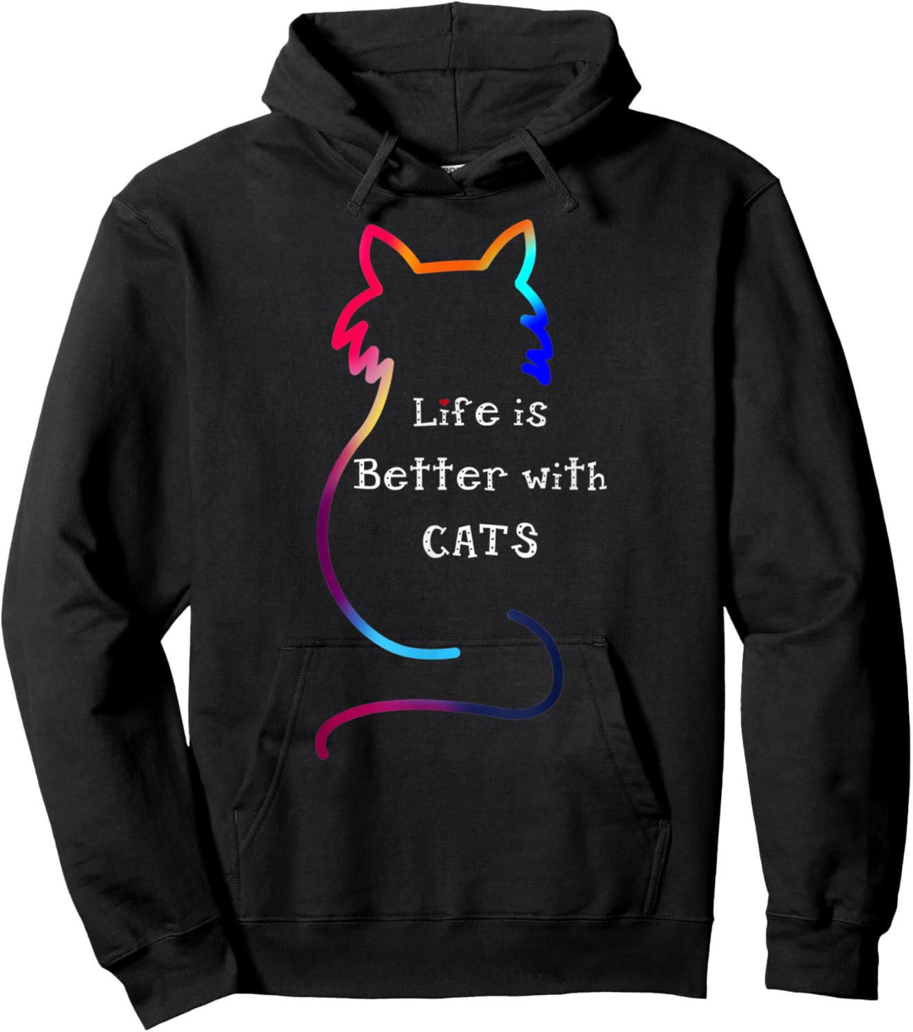 Cat Life is Better with Cats Colorful Hoodie - Hoodie | Black