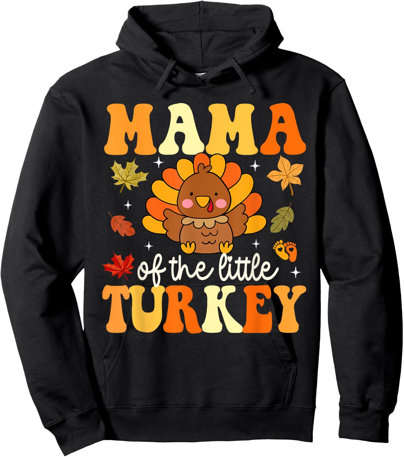 Mama of the Little Turkey Thanksgiving Baby Shower Fall Hoodie - Hoodie | Black