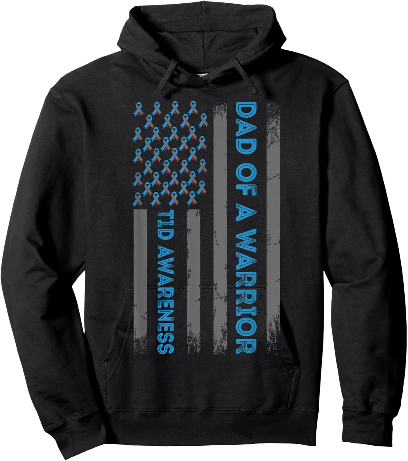 Type 1 Diabetes Awareness T1D Dad of Warrior Type 1 Diabetic Hoodie - Hoodie | Black