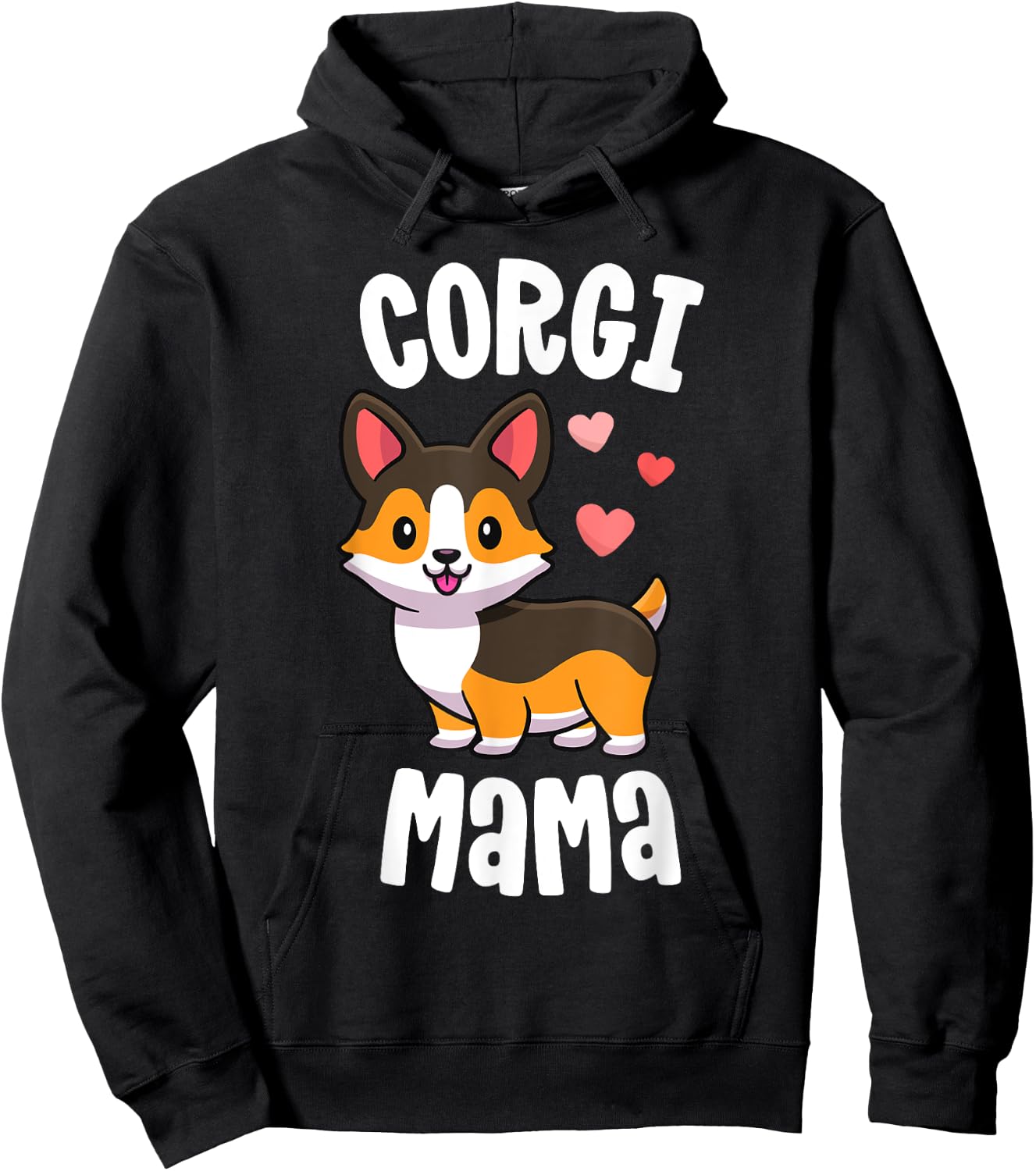 Corgi Mom Shirts Dog Mama Red Tricolour Corgi Hoodie - Hoodie | Black