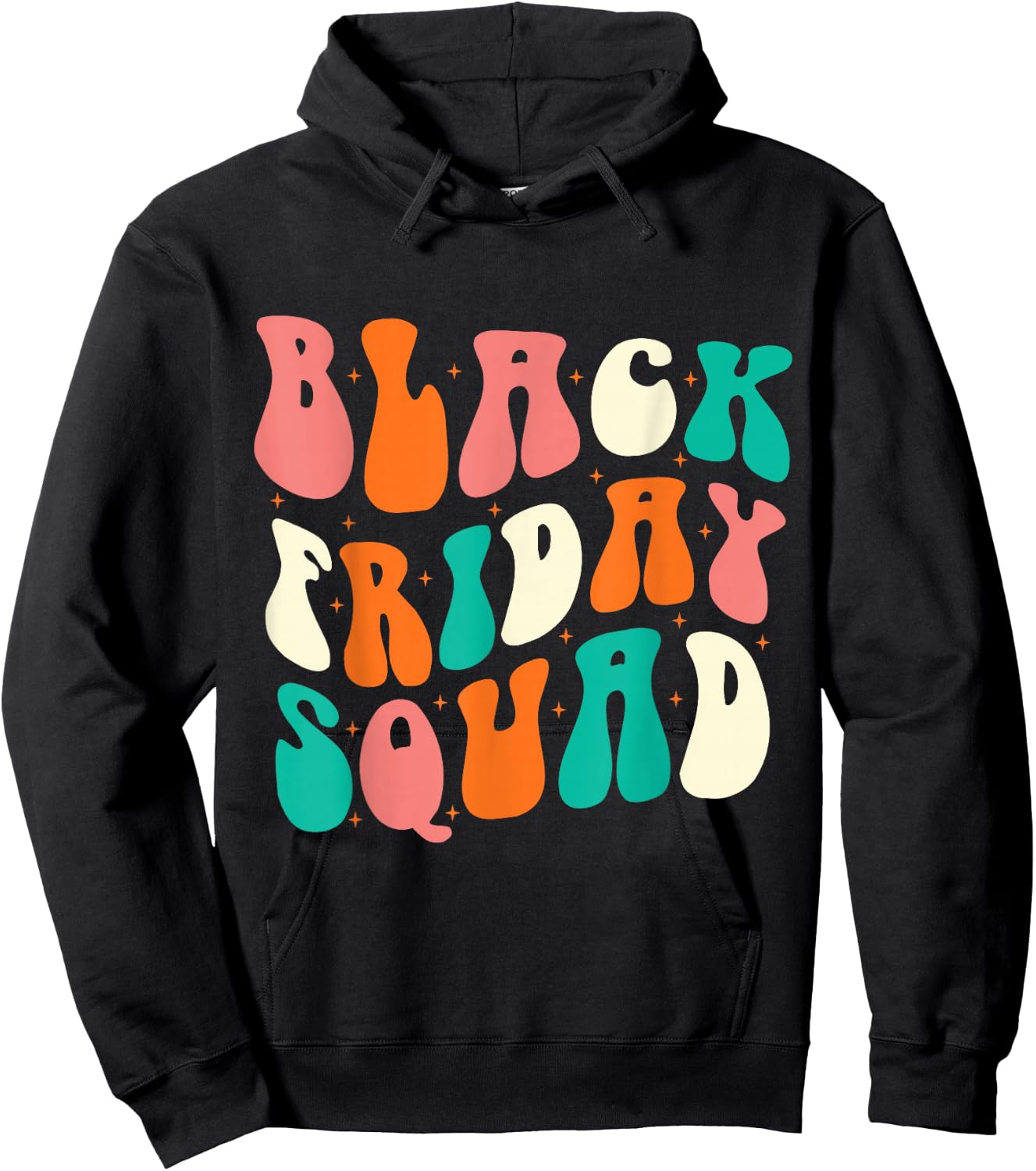 Friday Squad Black Retro Groovy Hippie Shopping Team Hoodie - Hoodie | Black
