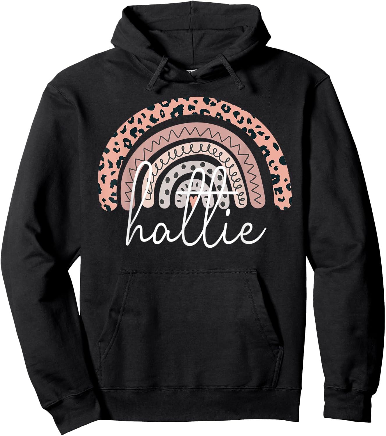 hattie Name Personalized Cute Women Rainbow Appreciation Hoodie - Hoodie | Black