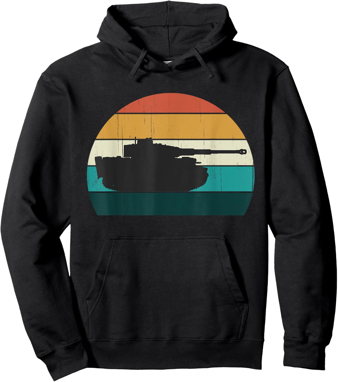 Vintage Tiger Tank - World War 2 (WW2) History Retro Sunset Hoodie - Hoodie | Black