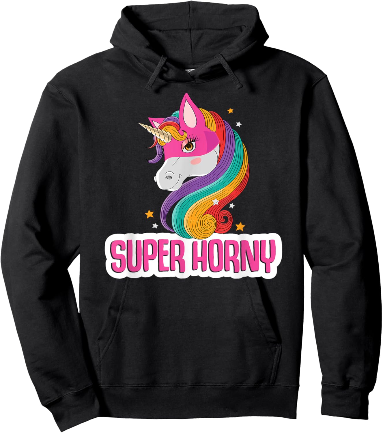 Unicorn Costume Adult Women Magic Horse Funny Super Horny Hoodie - Hoodie | Black