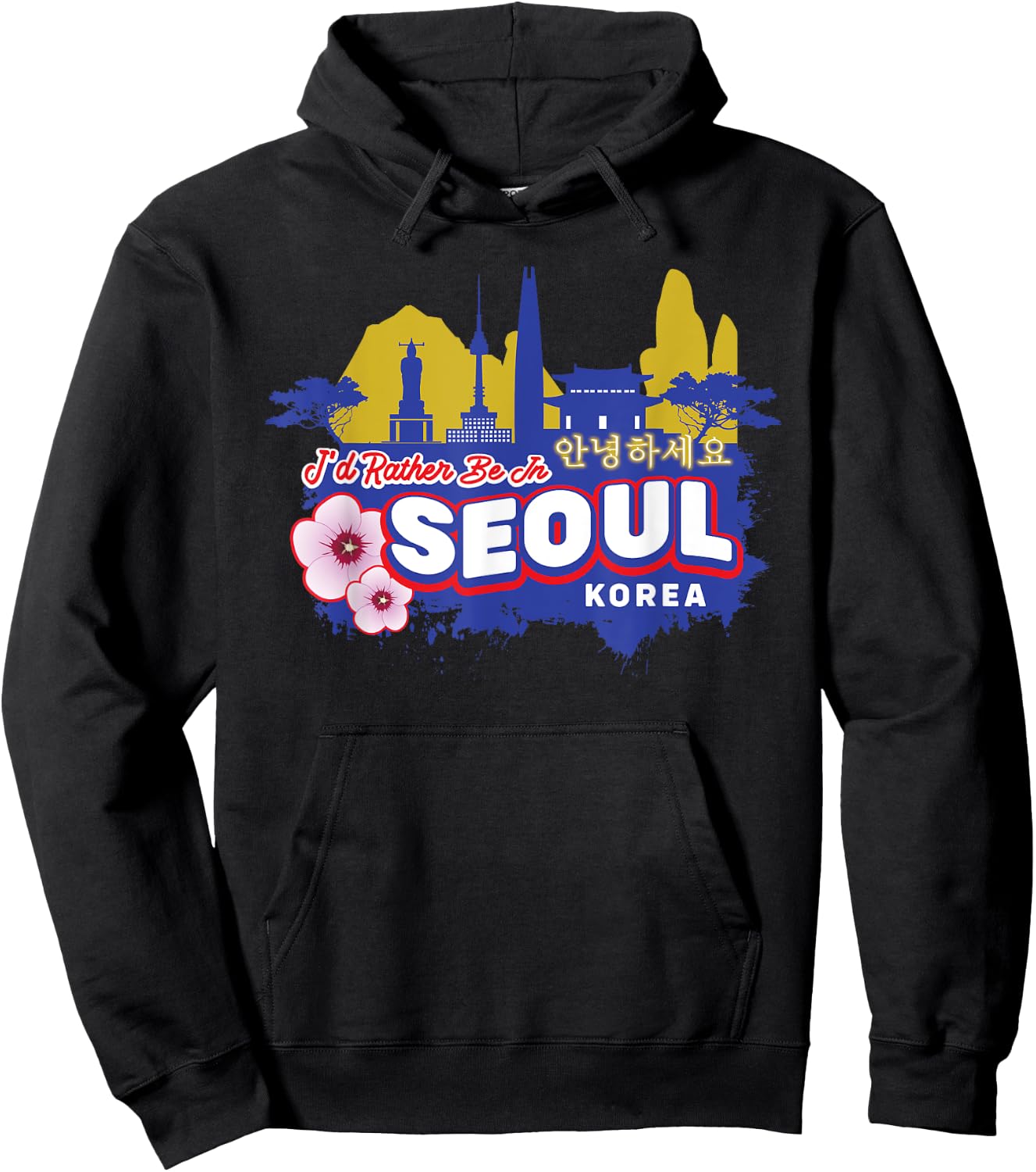 I'd Rather Be In Seoul Korea Vintage Souvenir Hoodie - Hoodie | Black