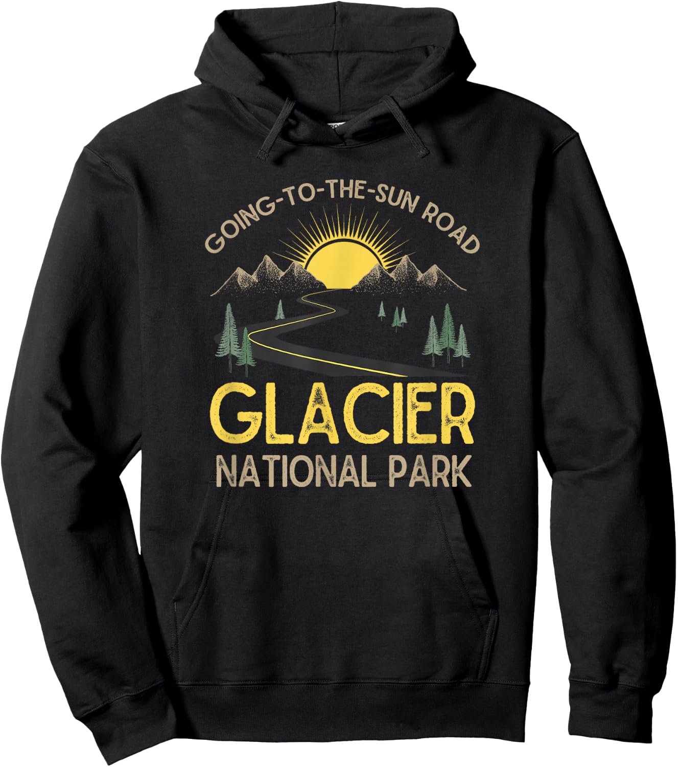 Going-To-The-Sun Road Glacier National Park Retro Montana Hoodie - Hoodie | Black