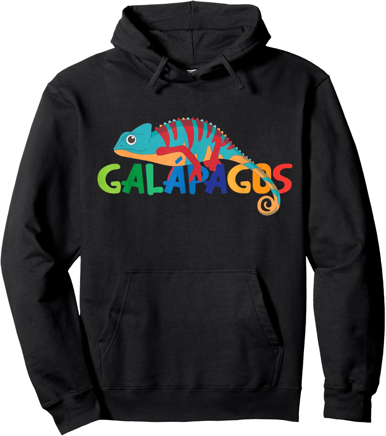 Galapagos Islands Summer Colorful Chameleon Exotic Animal Hoodie - Hoodie | Black