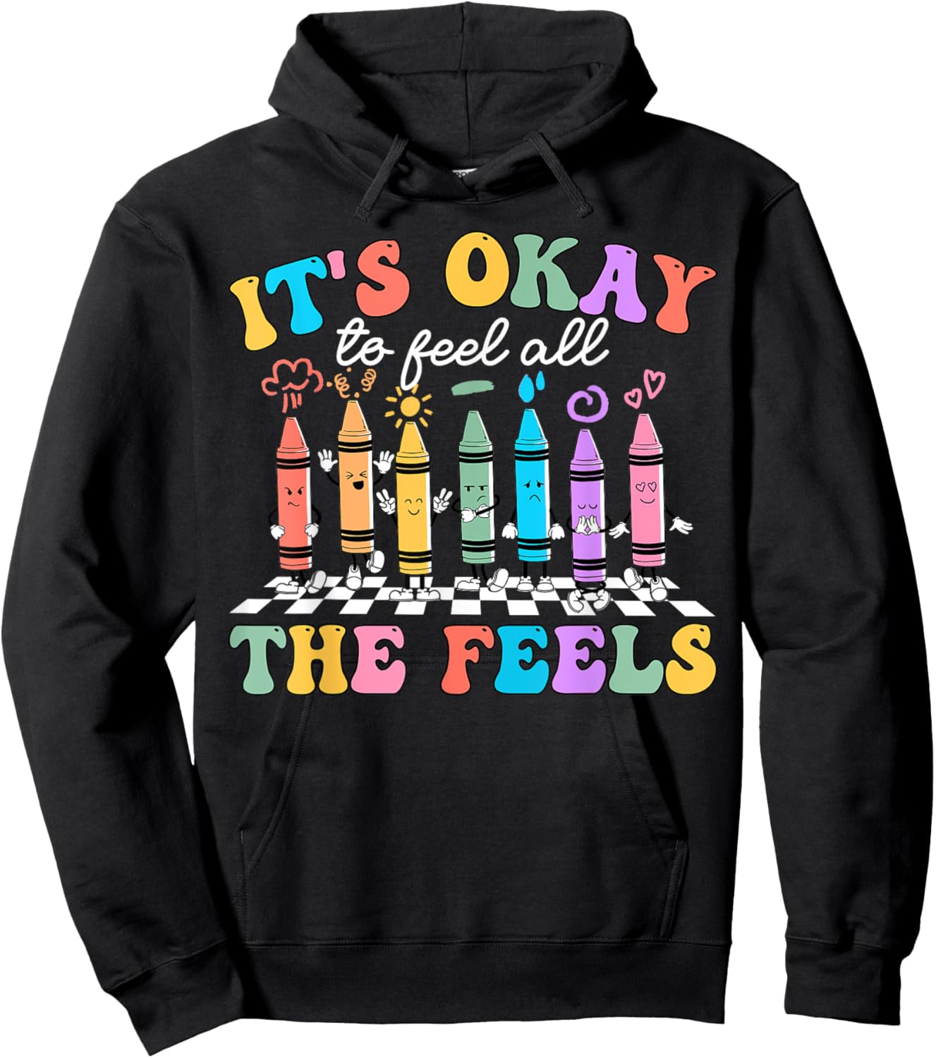 It's Okay To Feel All The Feels Mental Health Awareness Kids Hoodie - Hoodie | Black