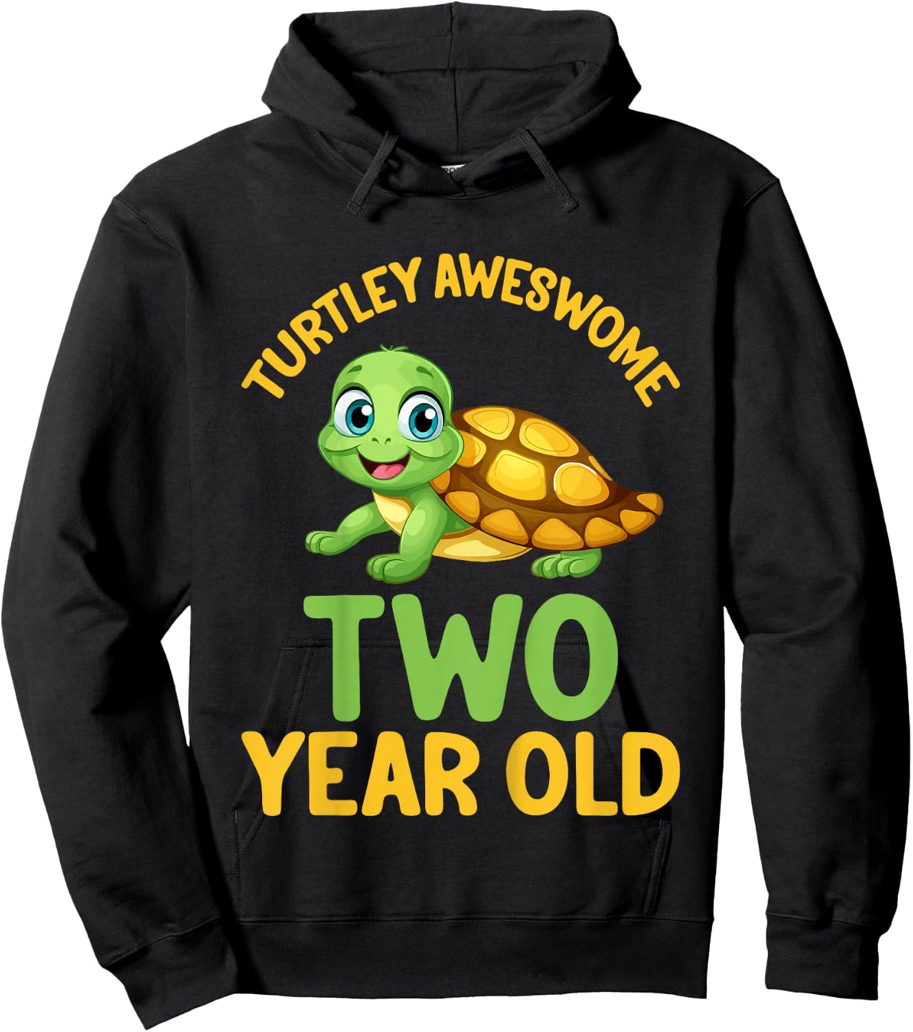 Kids Turtley Awesome Two Year Old Cute Turtle 2nd Birthday Hoodie - Hoodie | Black