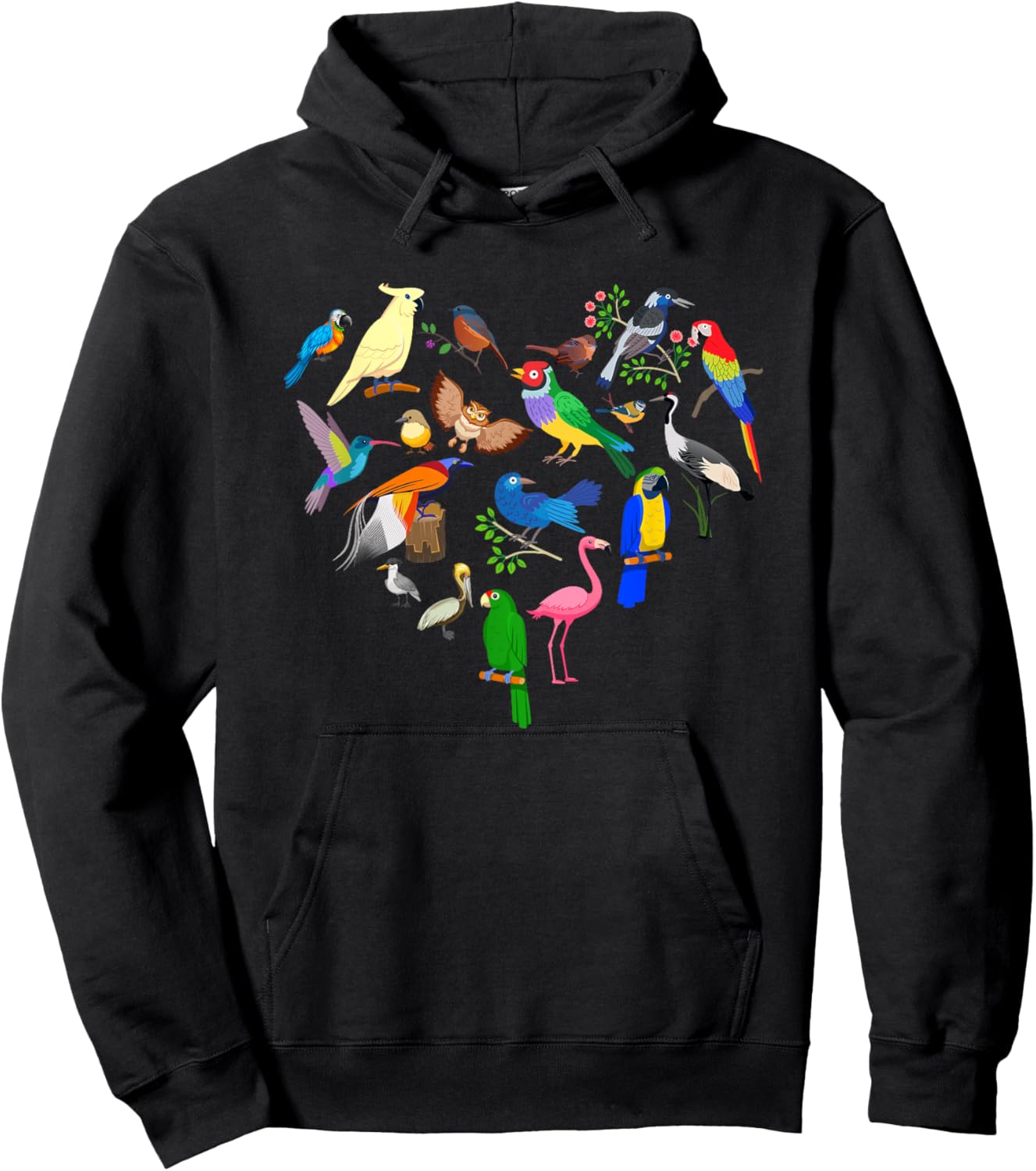 Birds Heart Birding Bird Watching Birder Cute Bird Lover Hoodie - Hoodie | Black