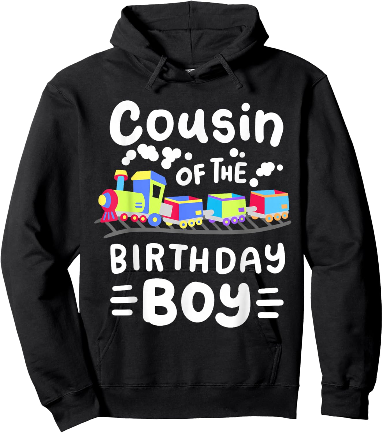 Cousin of the Birthday Boy Choo Choo Train Family Matching Hoodie - Hoodie | Black