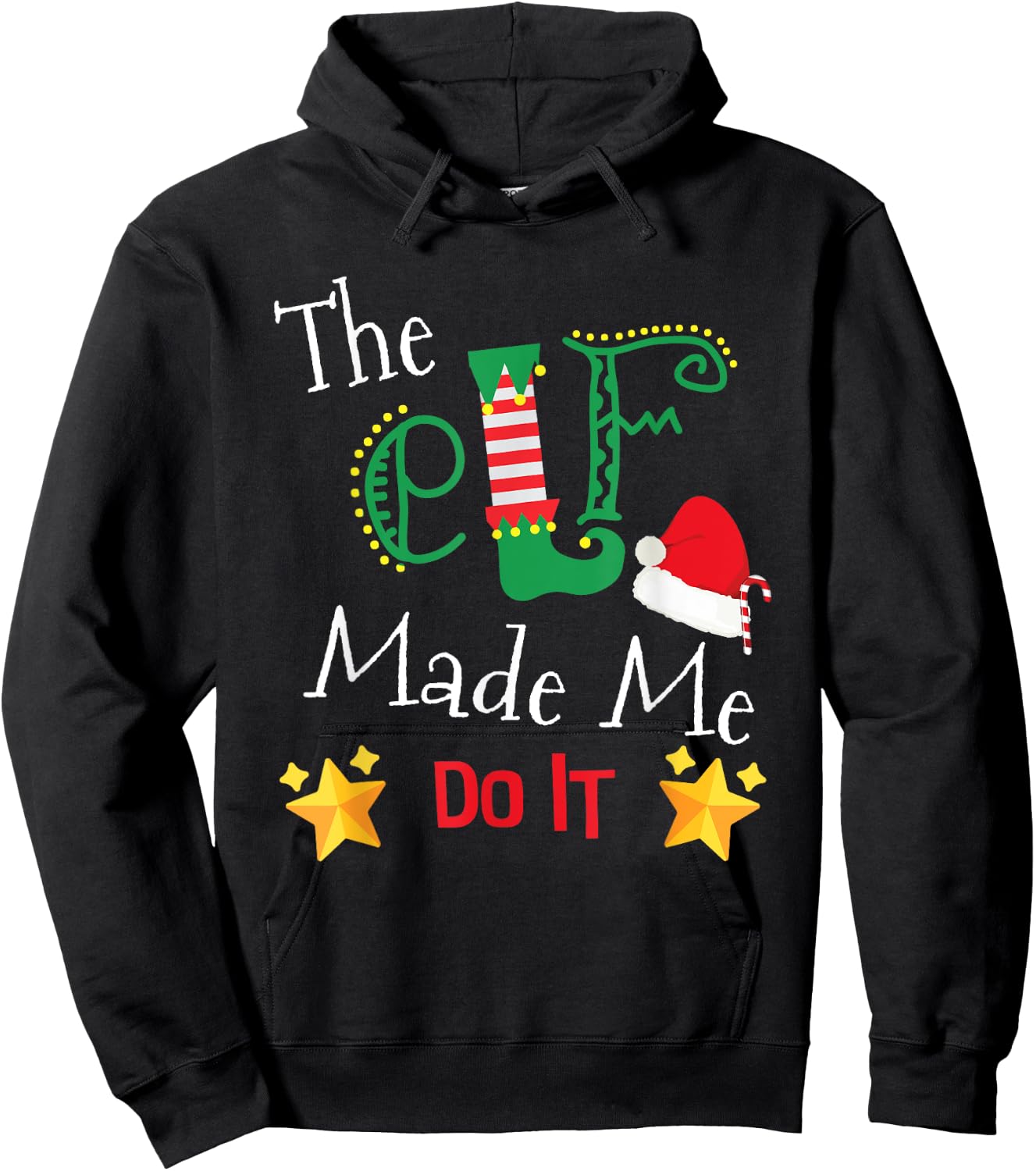 The Elf Made Me Do It Funny Christmas Gift Hoodie - Hoodie | Black