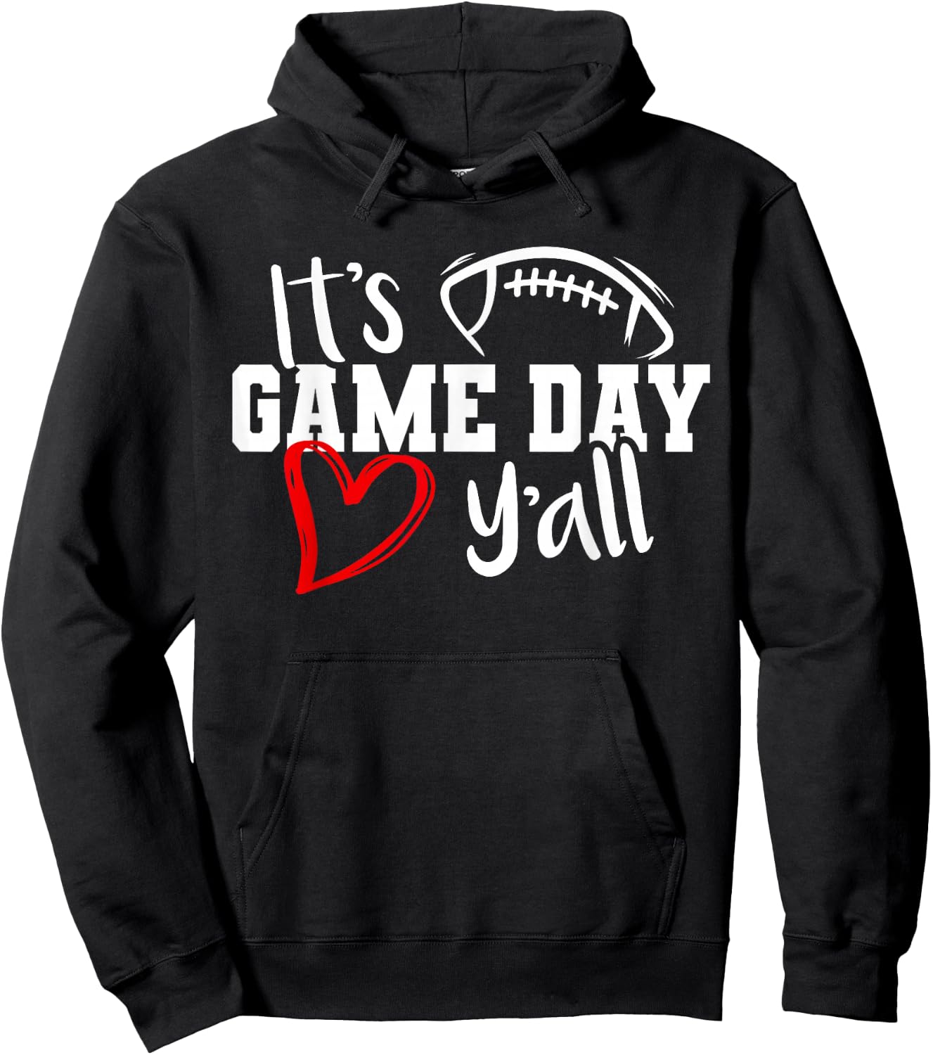 Its Game Day Yall Cute Super Football Bowl Heart Women's Hoodie - Hoodie | Black