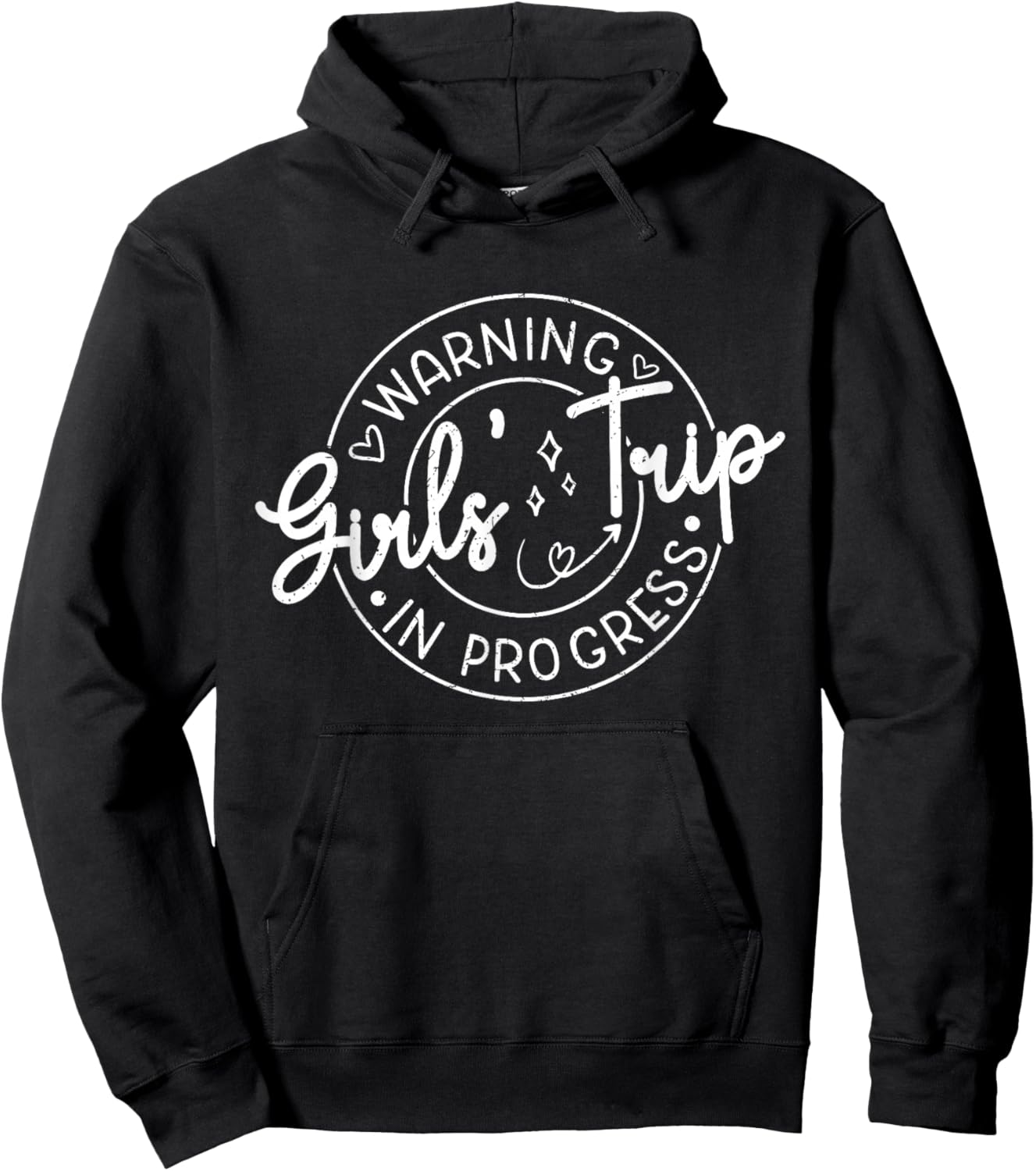 Women Vacation 2025 Warning Girls Trip in Progress Matching Hoodie - Hoodie | Black