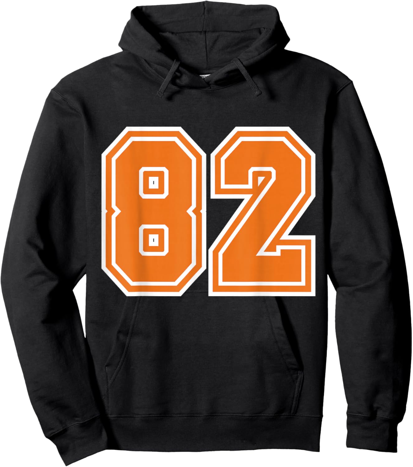 Number #82 Sport Orange Uni Number Hoodie - Hoodie | Black