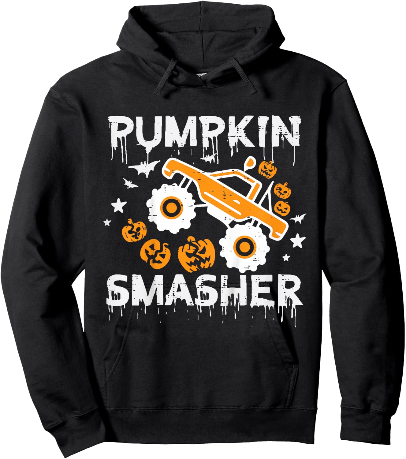 Kids Pumpkin Smasher Monster Truck Toddler Boys Halloween Kids Hoodie - Hoodie | Black