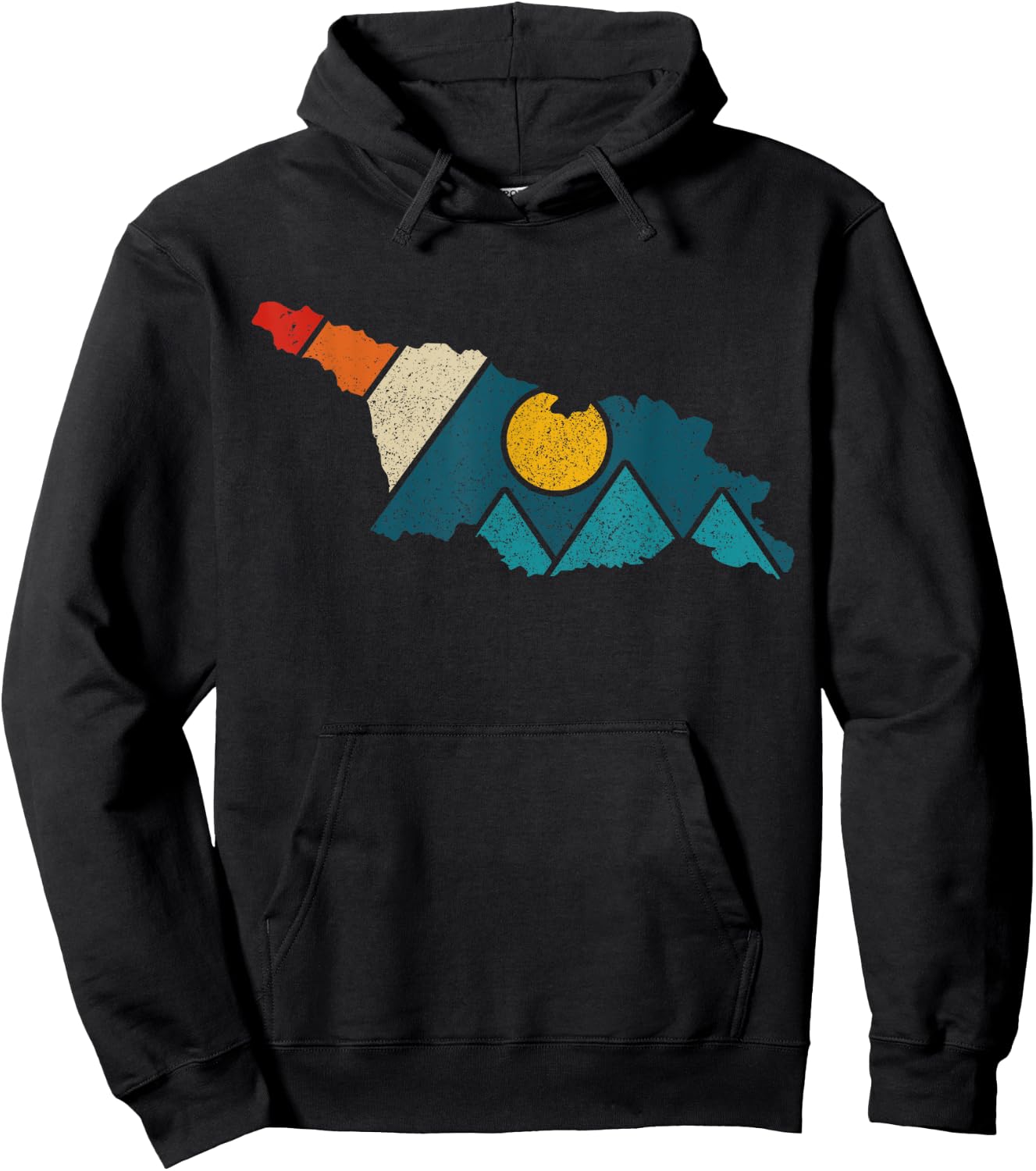 Georgia Vintage State Map Mountains Hiker Camping Pride Gift Hoodie - Hoodie | Black