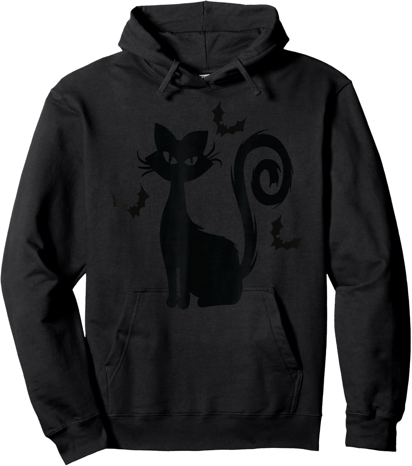 Black Cute Cat With Bats Funny Spooky Hoodie - Hoodie | Black