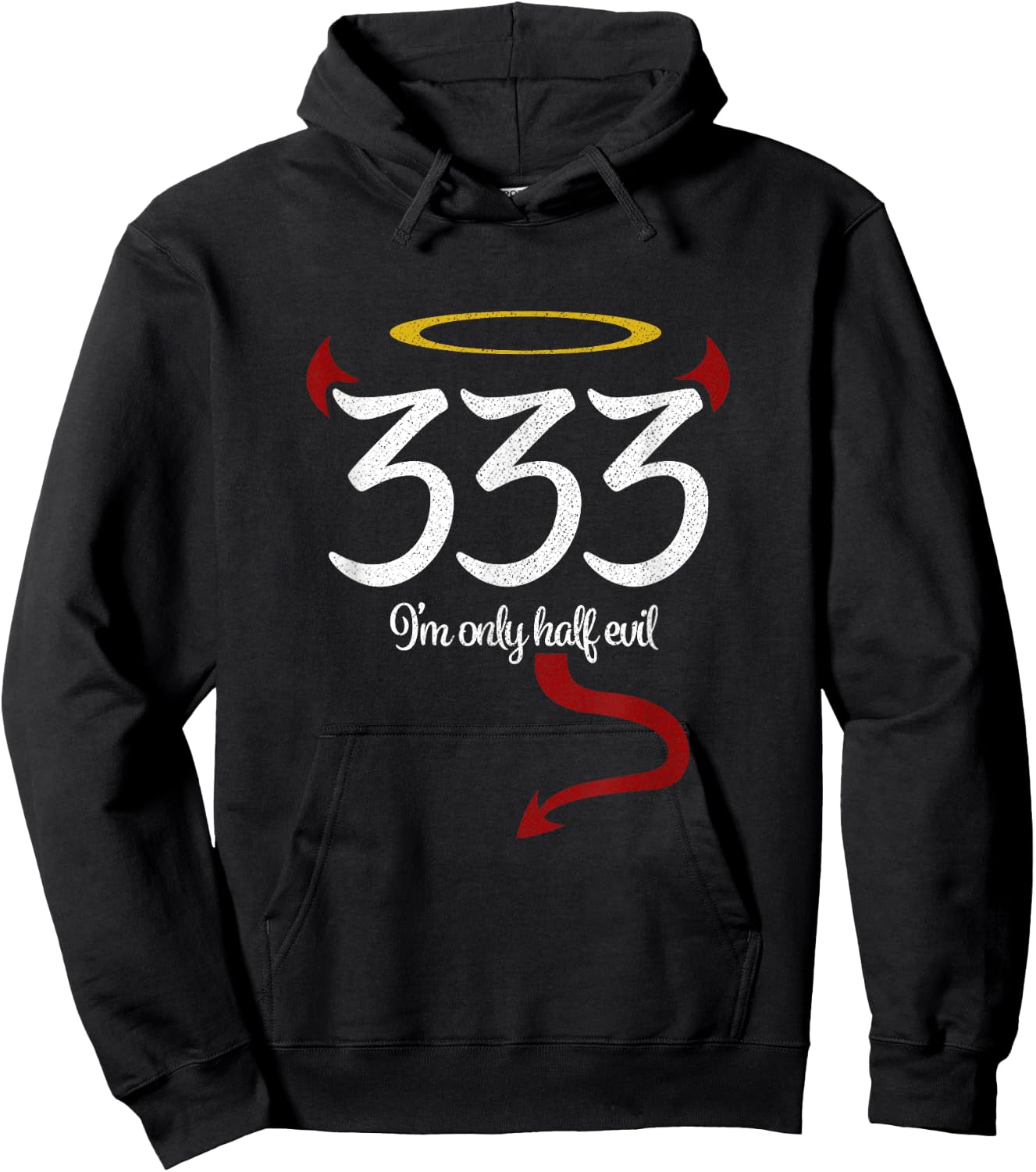 333 I'm Only Half Evil Funny Halloween Hoodie - Hoodie | Black