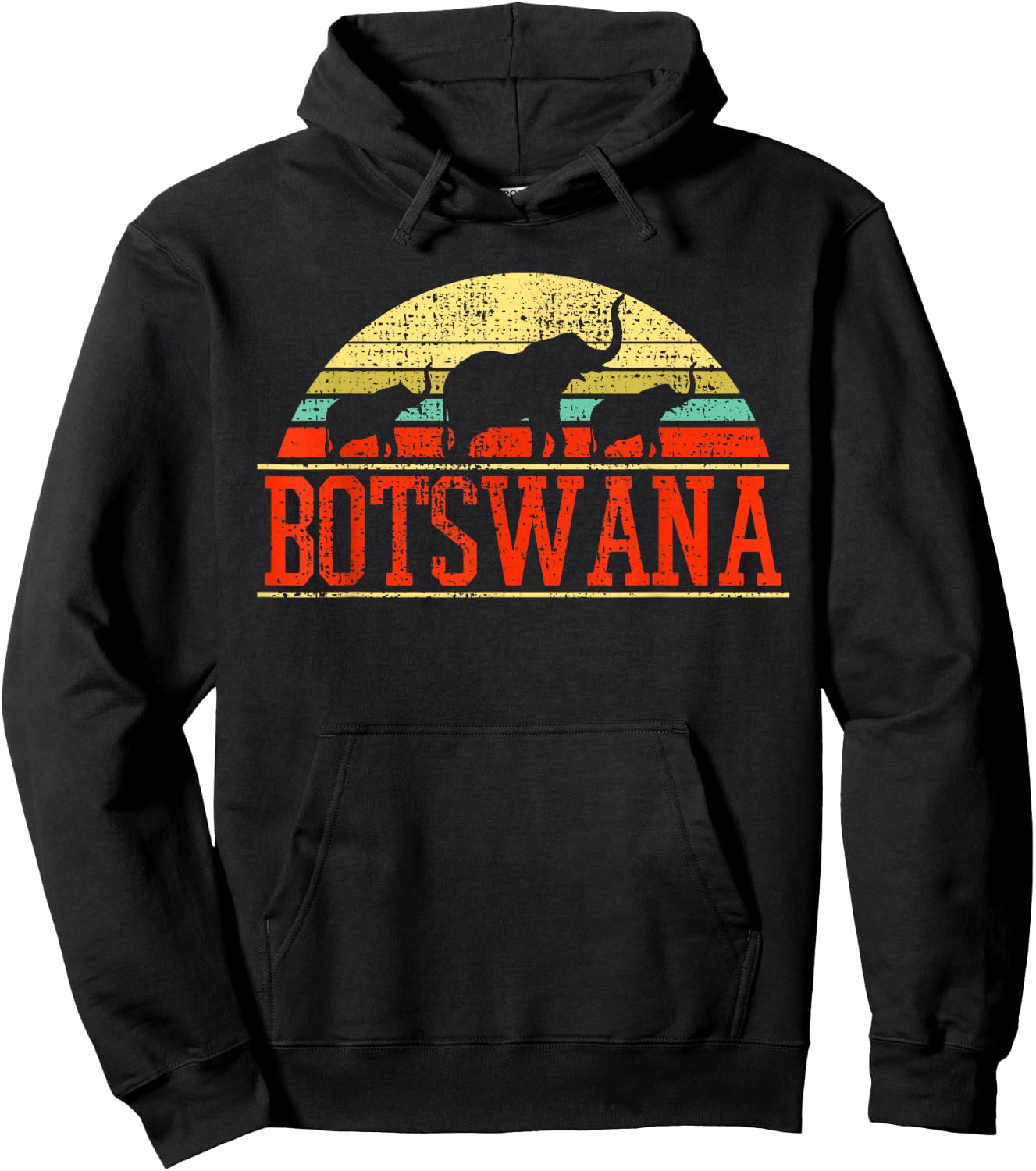 Botswana Safari Elephant Vintage Hoodie - Hoodie | Black