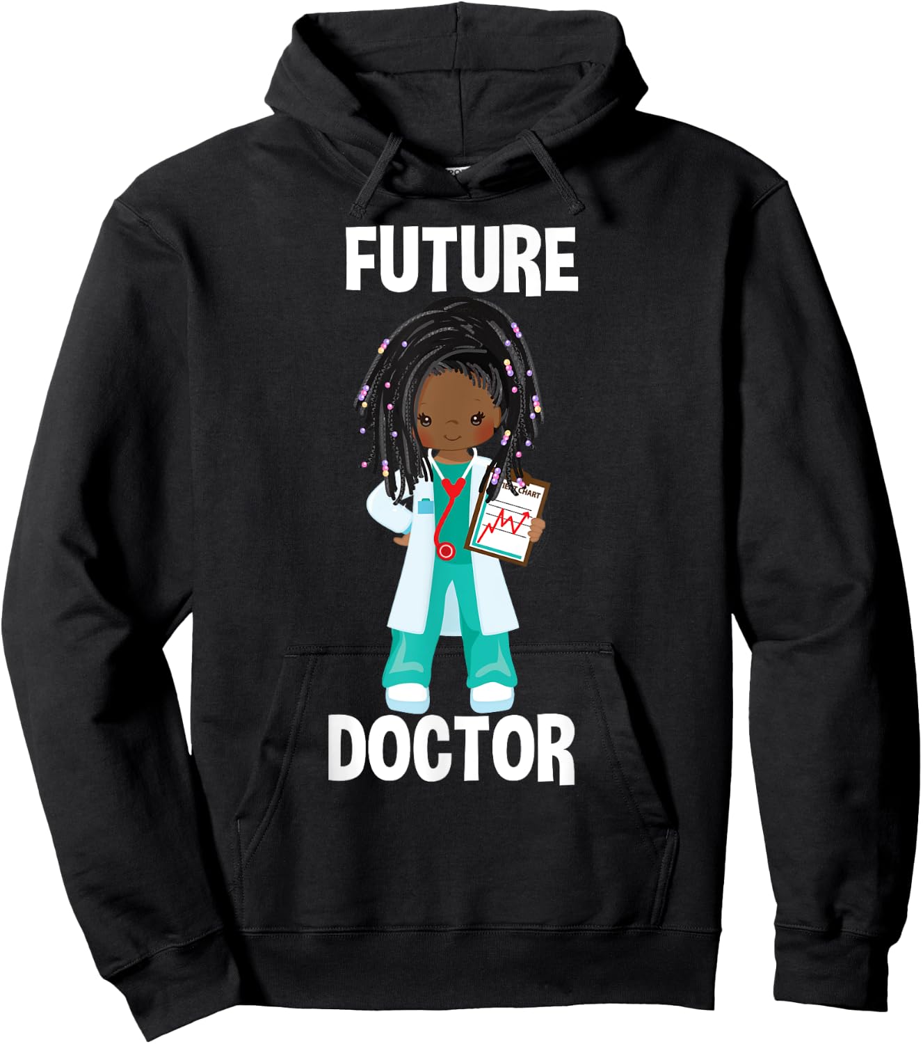 Future Doctor Costume Pretend Play African American Girls Hoodie - Hoodie | Black