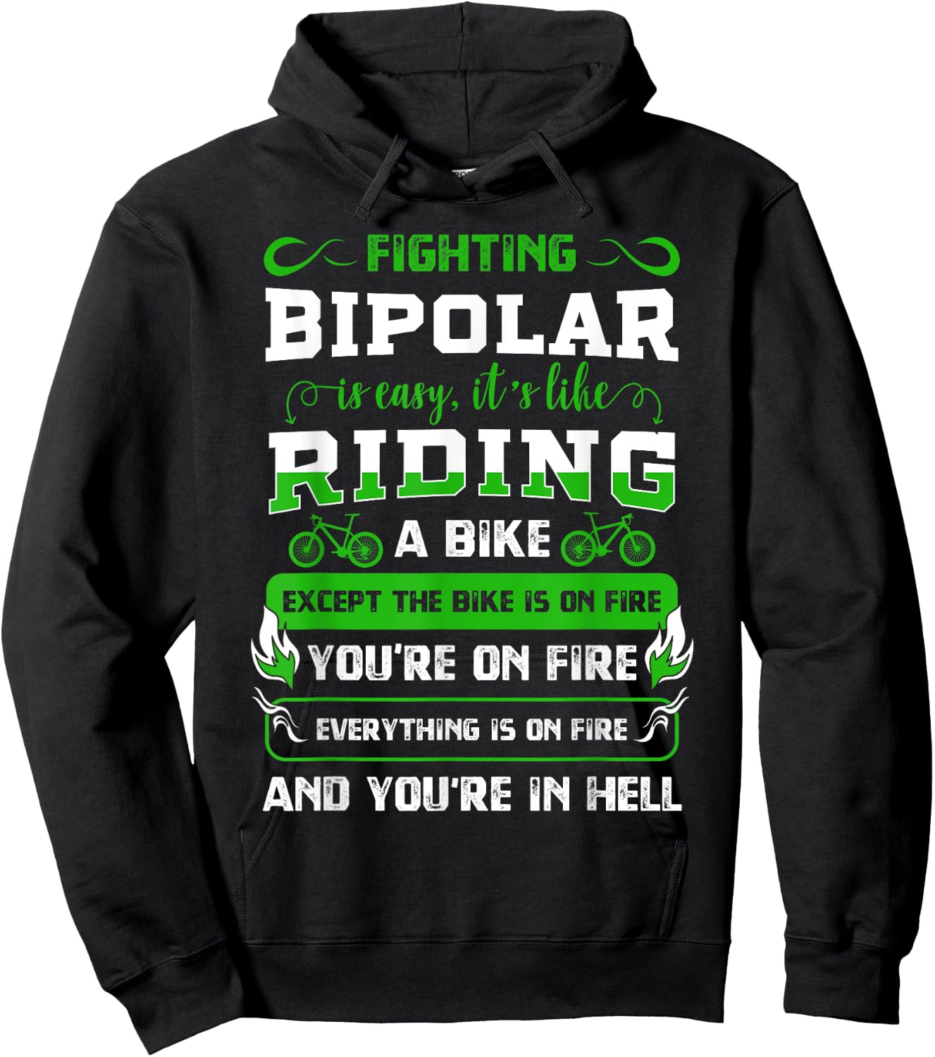 Bipolar Fighter Mania Mental Disorder Anxiety Psychosis Hoodie - Hoodie | Black