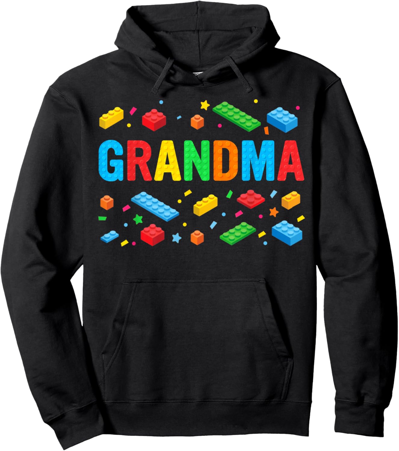 Grandma Master Builder Building Bricks Blocks Family Funny Hoodie - Hoodie | Black