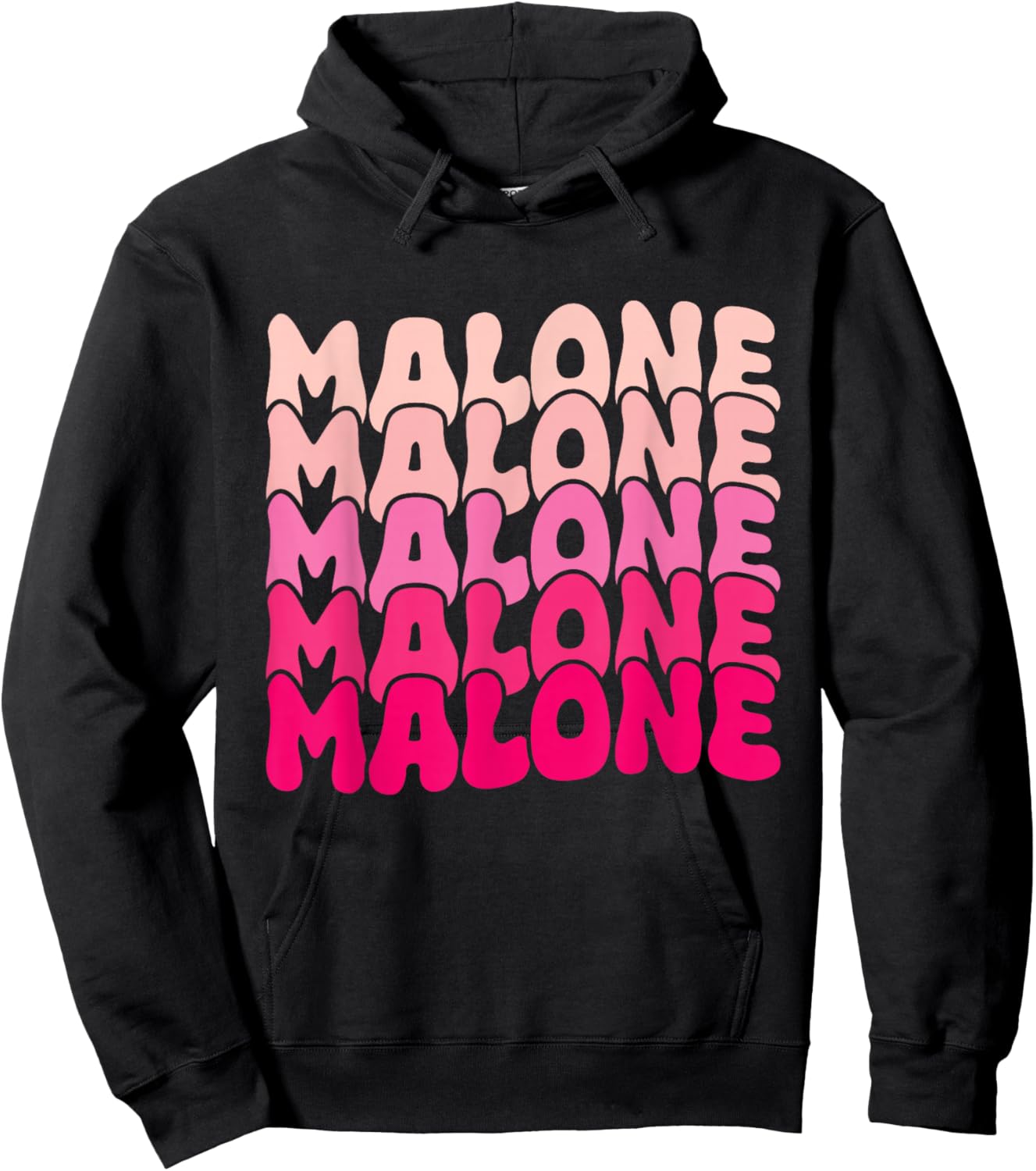 Retro Malone Girl First Name Boy Personalized Groovy 80's Hoodie - Hoodie | Black