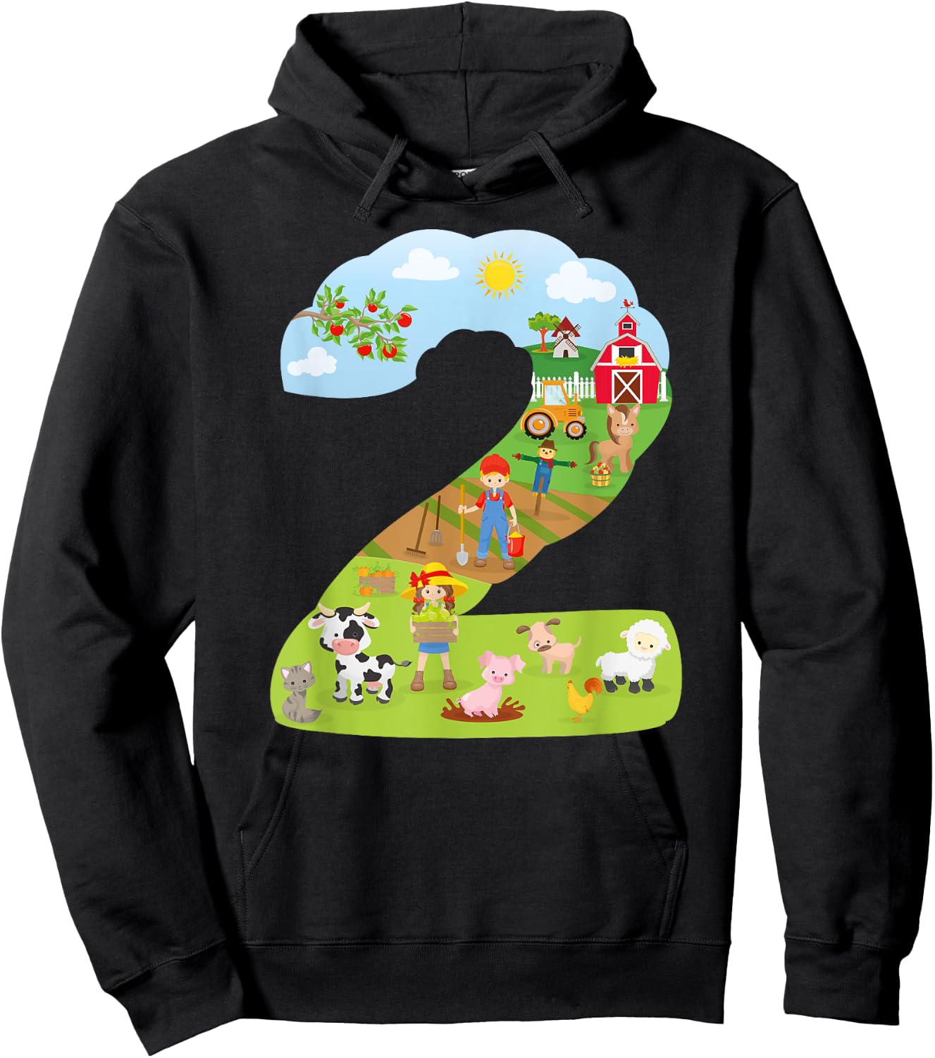 Farm Animals second birthday Party theme number two Hoodie - Hoodie | Black