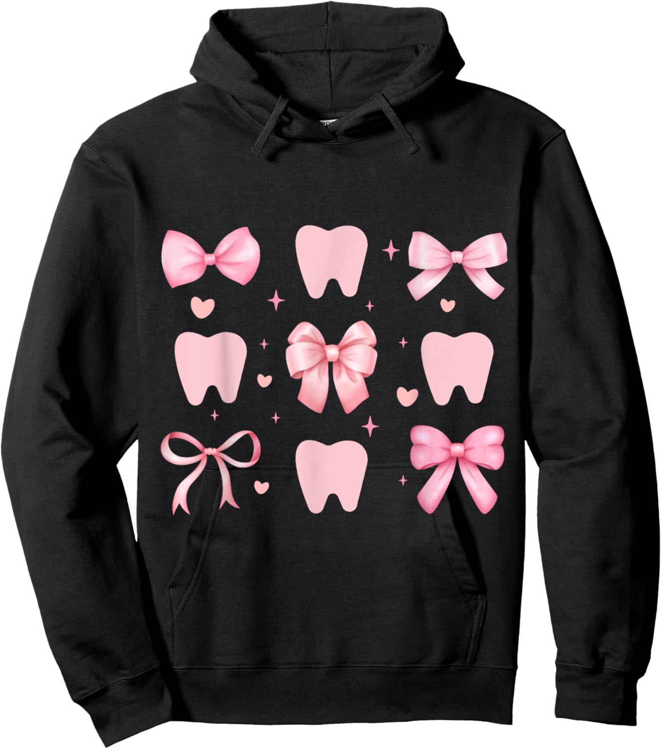 Cute Tooth Dental Assistant Coquette Bow Hygiene Oral RDH Hoodie - Hoodie | Black