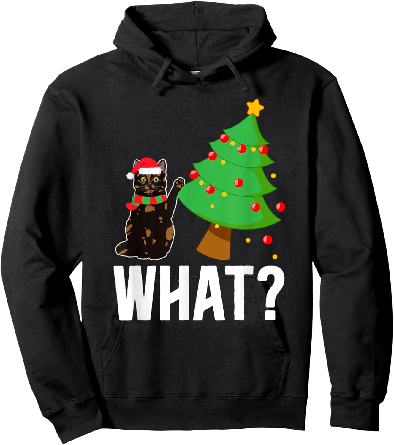 Xmas Tortie Cat Christmas Funny -Kids Tortoiseshell Cat Xmas Party Hoodie - Hoodie | Black
