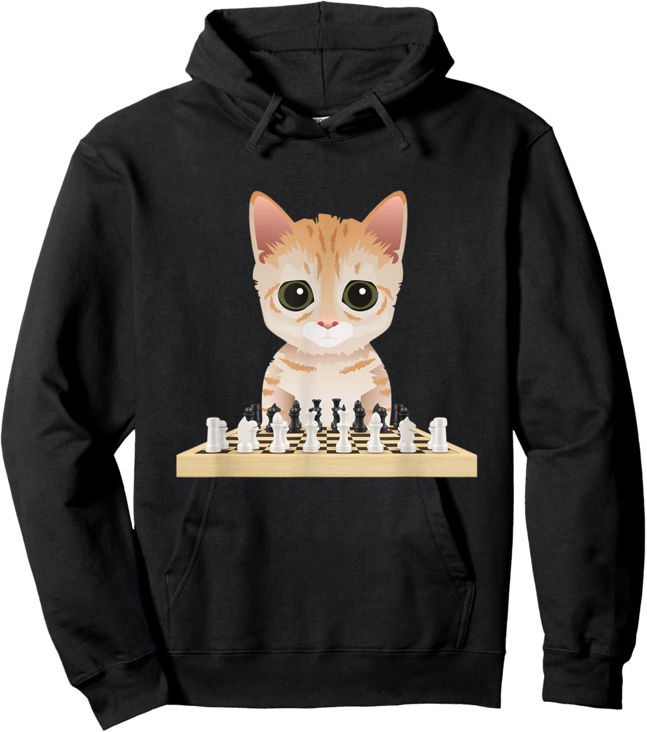 Mittens Cat Playing Chess Game Hoodie - Hoodie | Black