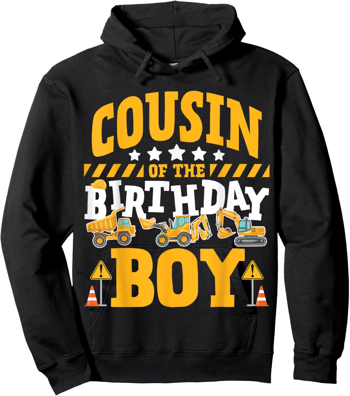 Cousin of the Birthday Boy Excavator Construction Truck Hoodie - Hoodie | Black