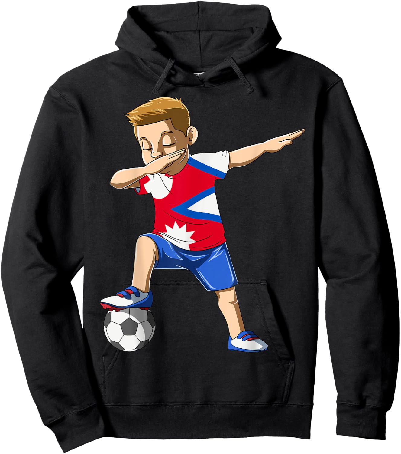 Dabbing Soccer Boy Nepal Jersey Nepalese Hoodie - Hoodie | Black