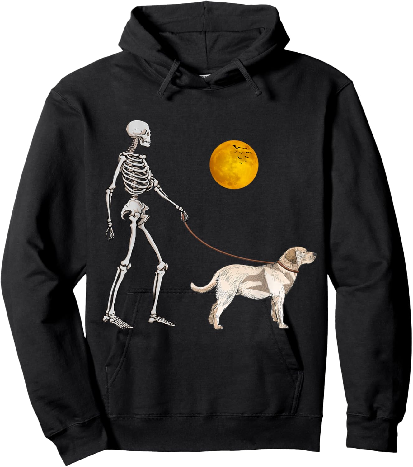 Labrador Retriever Skeleton Dog Walking Halloween Costume Hoodie - Hoodie | Black