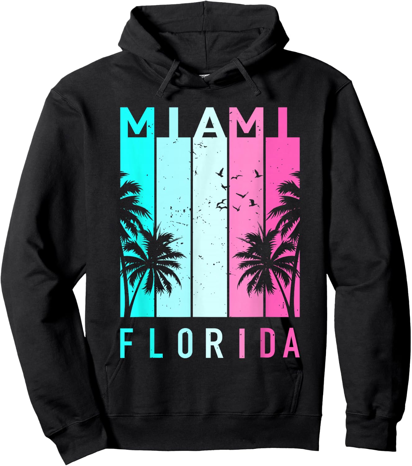 Retro Miami Florida Beach Souvenir Men Women Kids Hoodie - Hoodie | Black