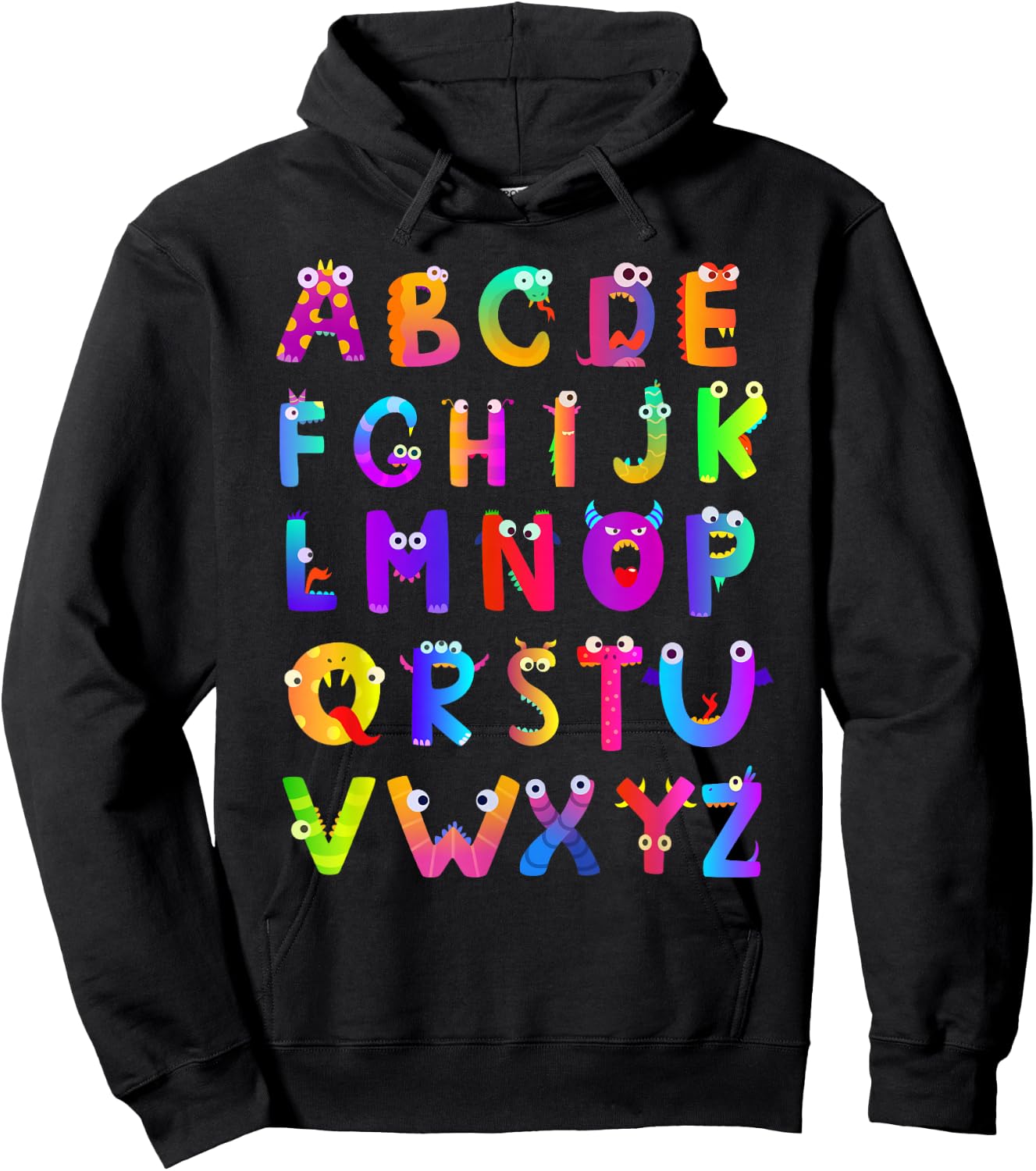 Monster ABC Cute Alphabet Halloween Teacher Costume Kids Hoodie - Hoodie | Black