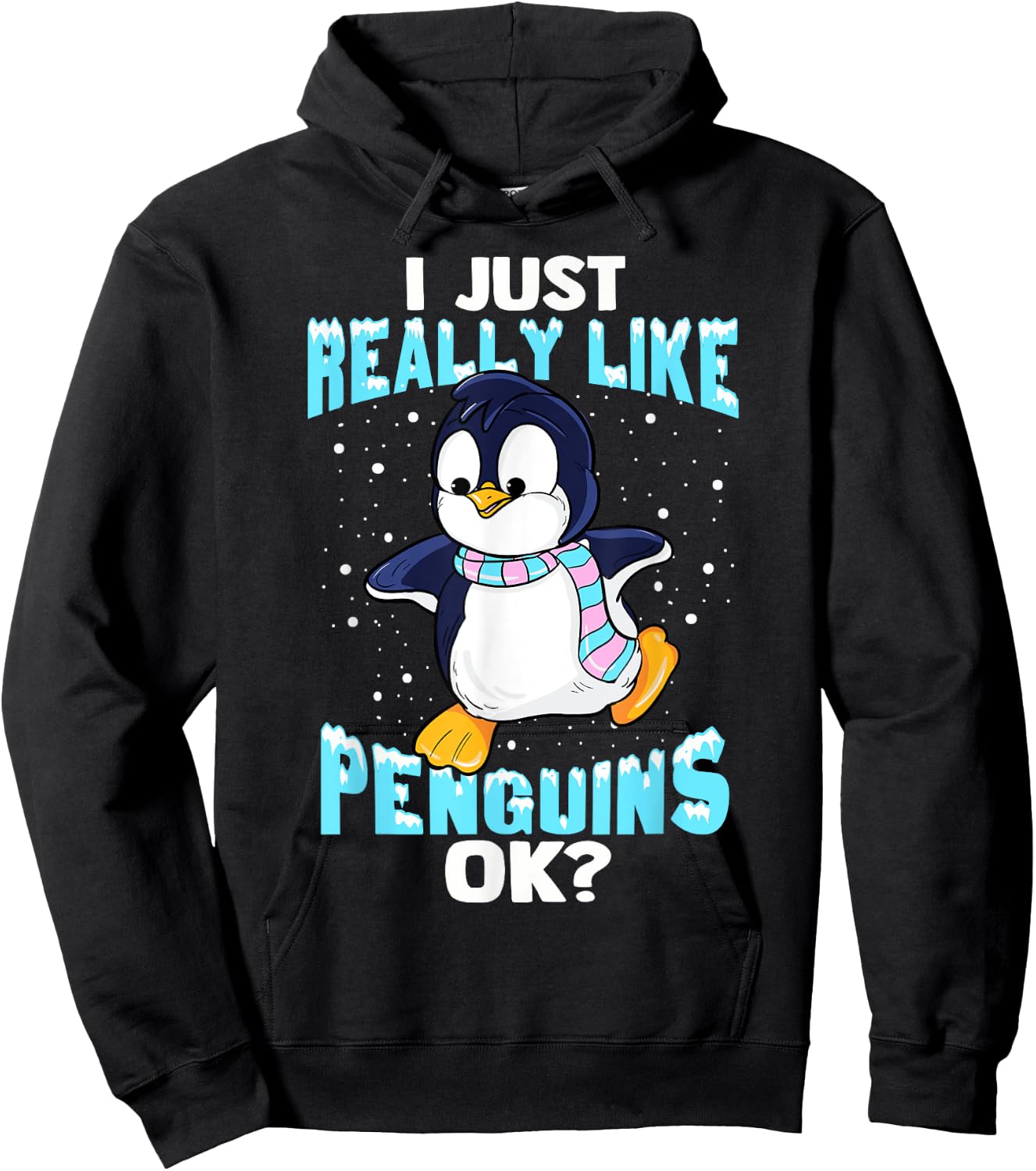 I Just Really Like Penguins Ok Girl Boy Kids Penguin Hoodie - Hoodie | Black