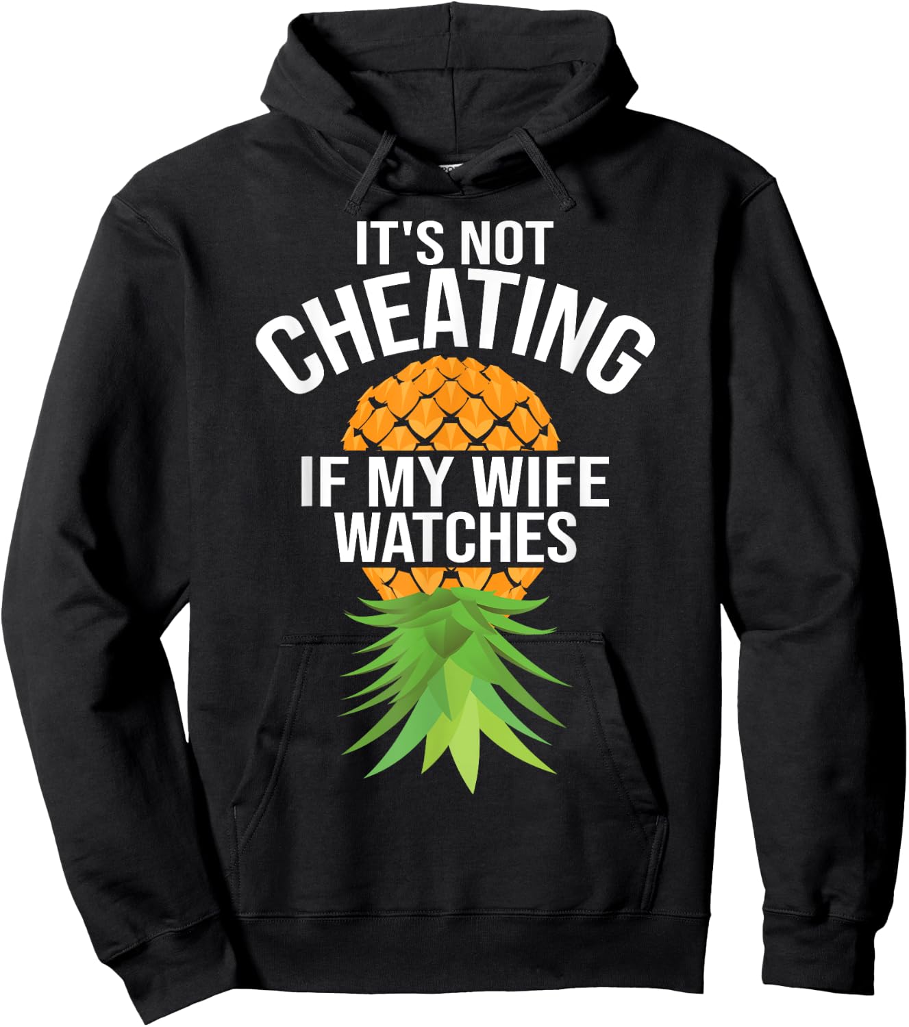 Funny It's Not Cheating If My Wife Watches Gift Men Husbands Hoodie - Hoodie | Black