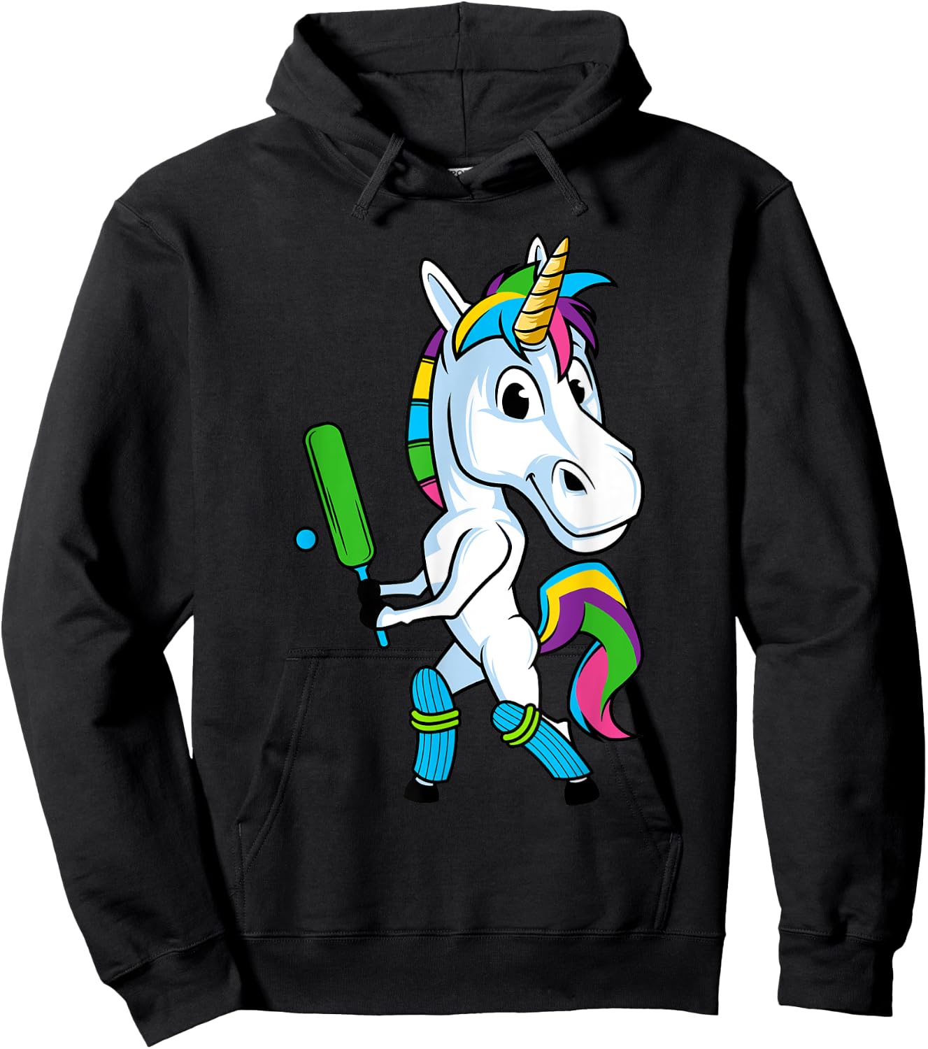 Funny Unicorn Sports Cricket Magical Bat And Ball Game Hoodie - Hoodie | Black