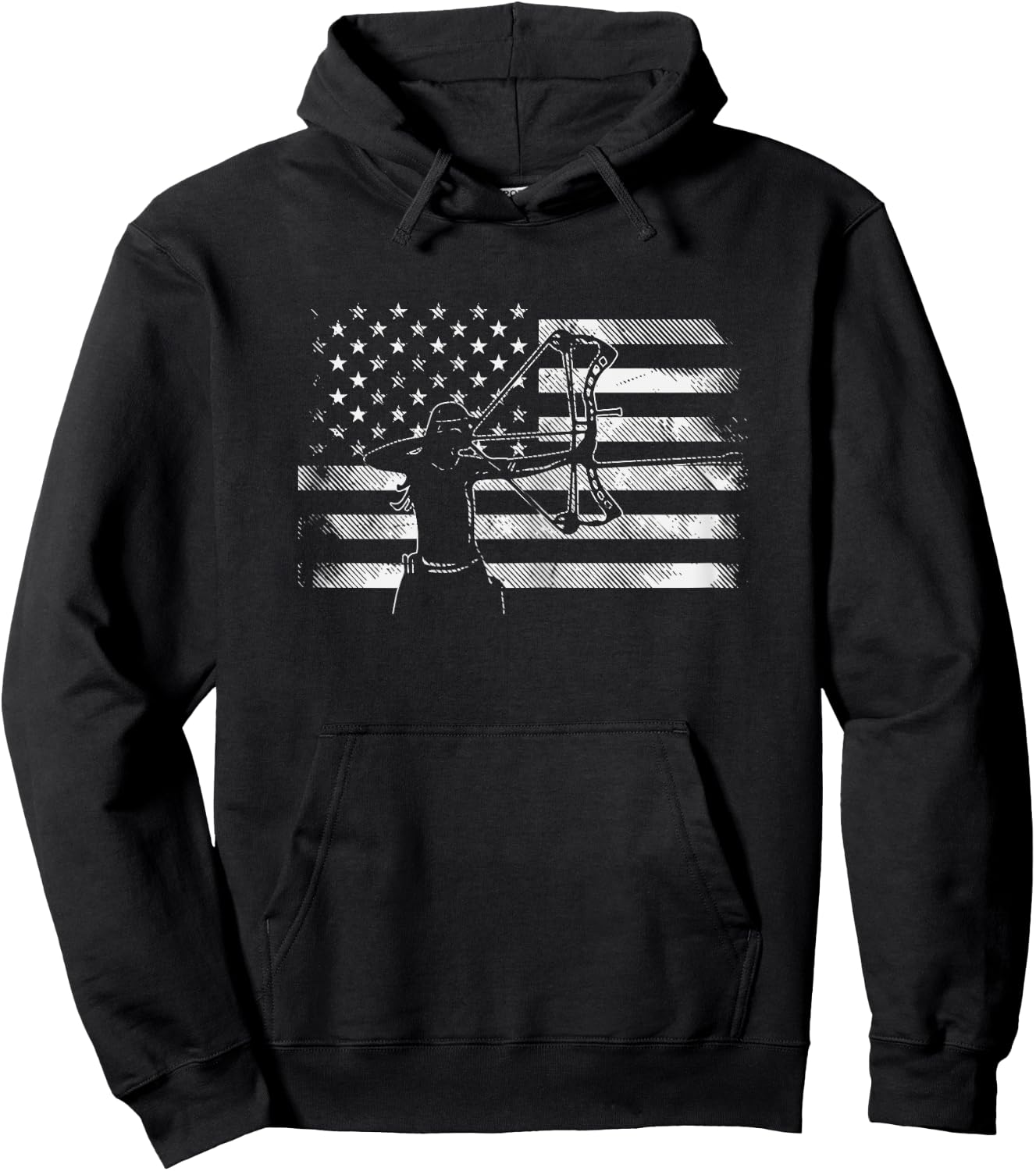 American Flag Archer Girl Archery Bow Hunting USA Women Gift Hoodie - Hoodie | Black