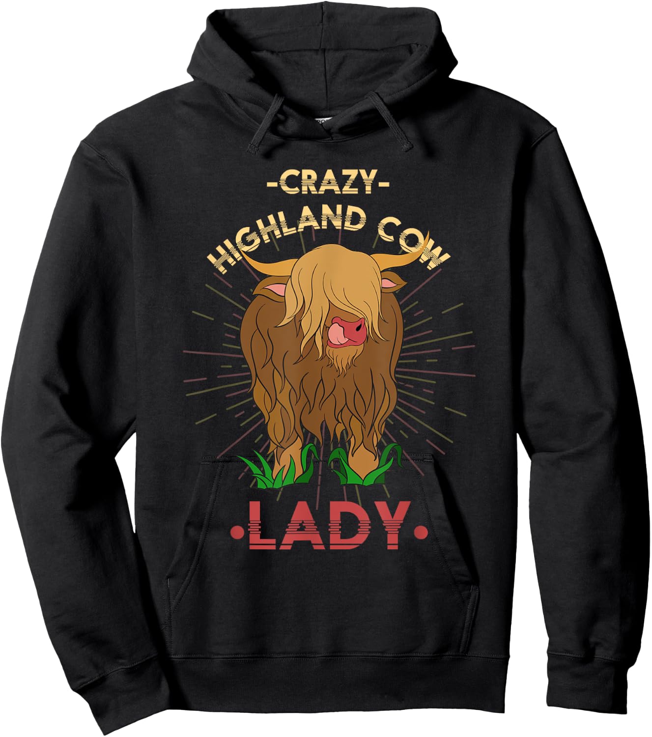 Crazy Highland Cow Lady Funny Farmer Women Highland Cow Hoodie - Hoodie | Black