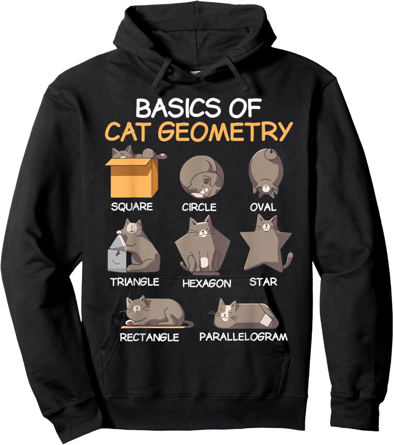 Cat Geometry Math Funny Cat Gifts For Cat Dad, Cat Mom, Kids Hoodie - Hoodie | Black