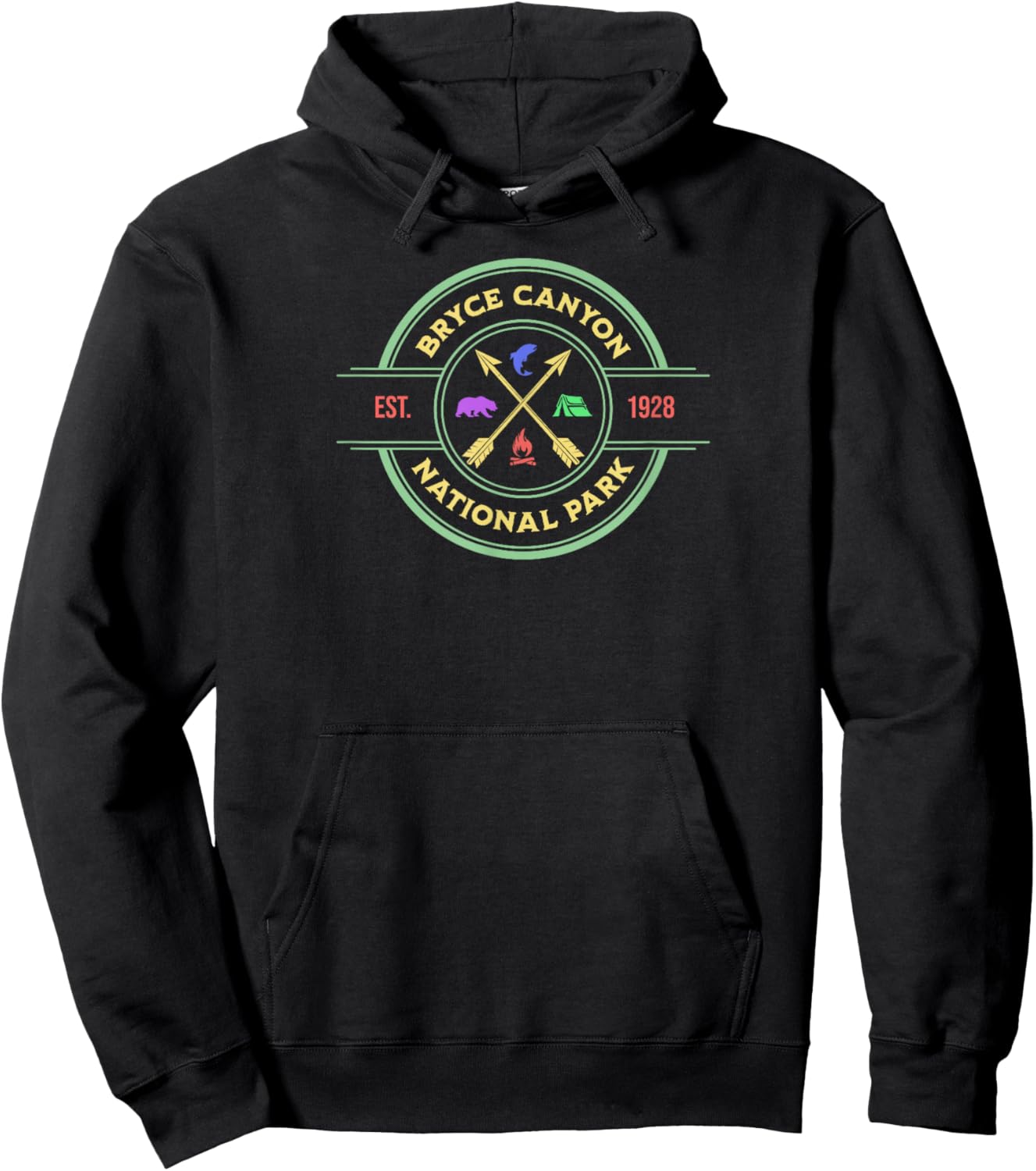 Bryce Canyon National Park Rustic Style Logo Camping Hiking Hoodie - Hoodie | Black