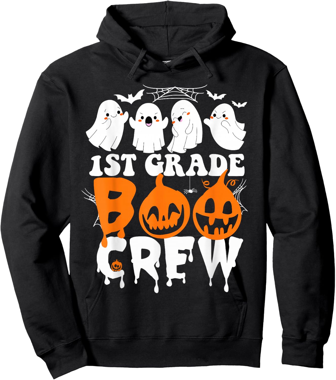 First Grade Boo Crew Teacher Student Cute Ghost Halloween Hoodie - Hoodie | Black