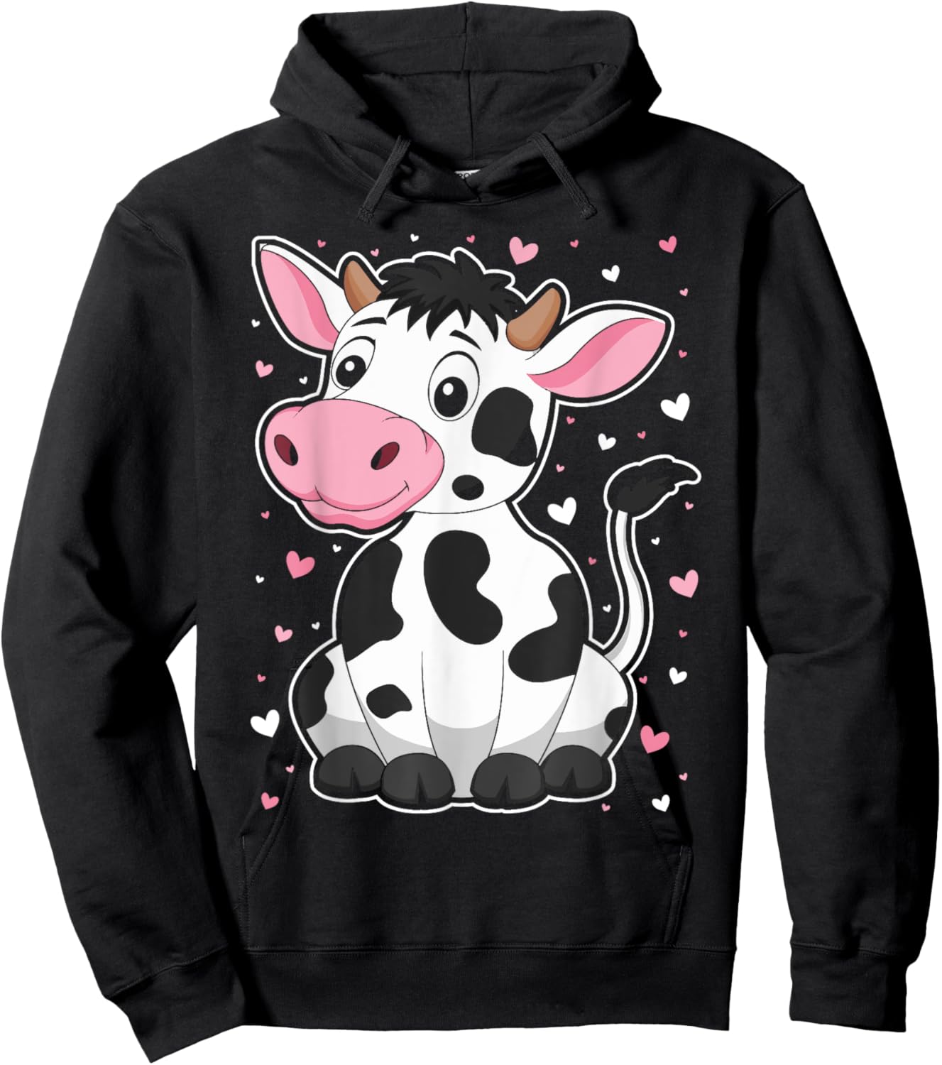 Cute Cow Print Kawaii Cow Lover Women Girls Kids Toddlers Hoodie - Hoodie | Black