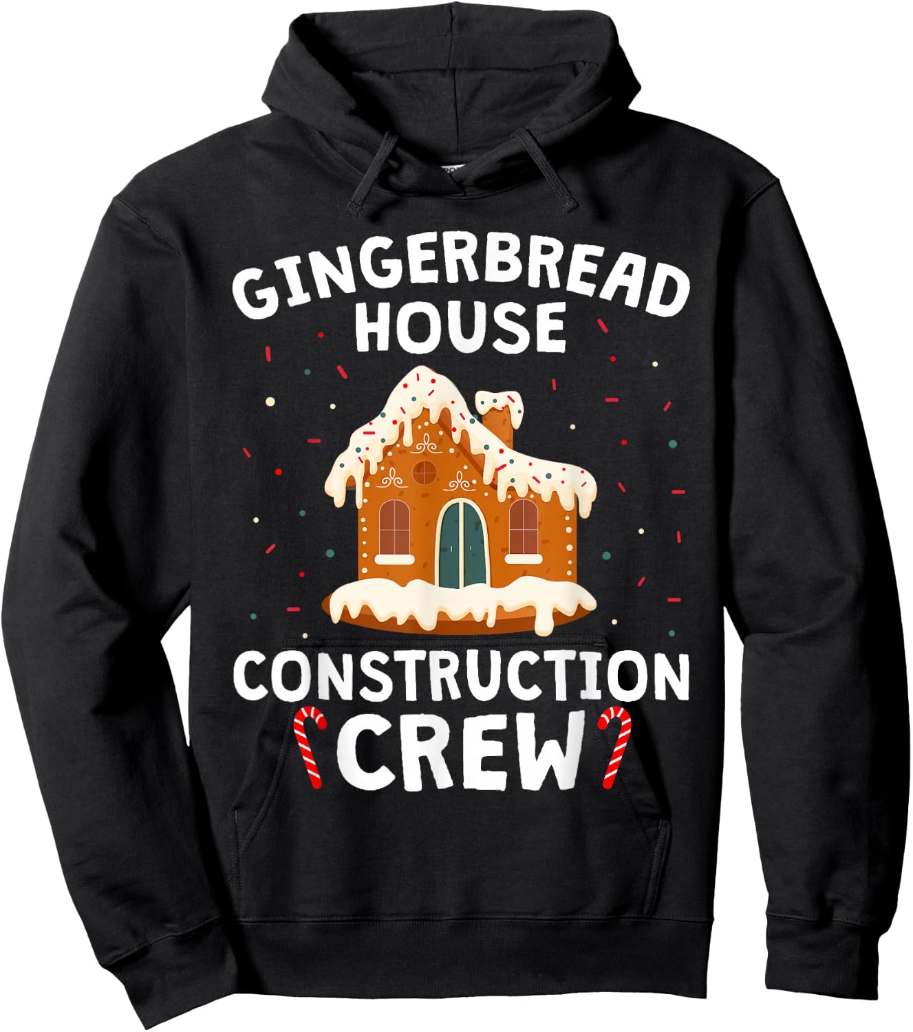 Gingerbread House Construction Crew Cookie Baking Christmas Hoodie - Hoodie | Black